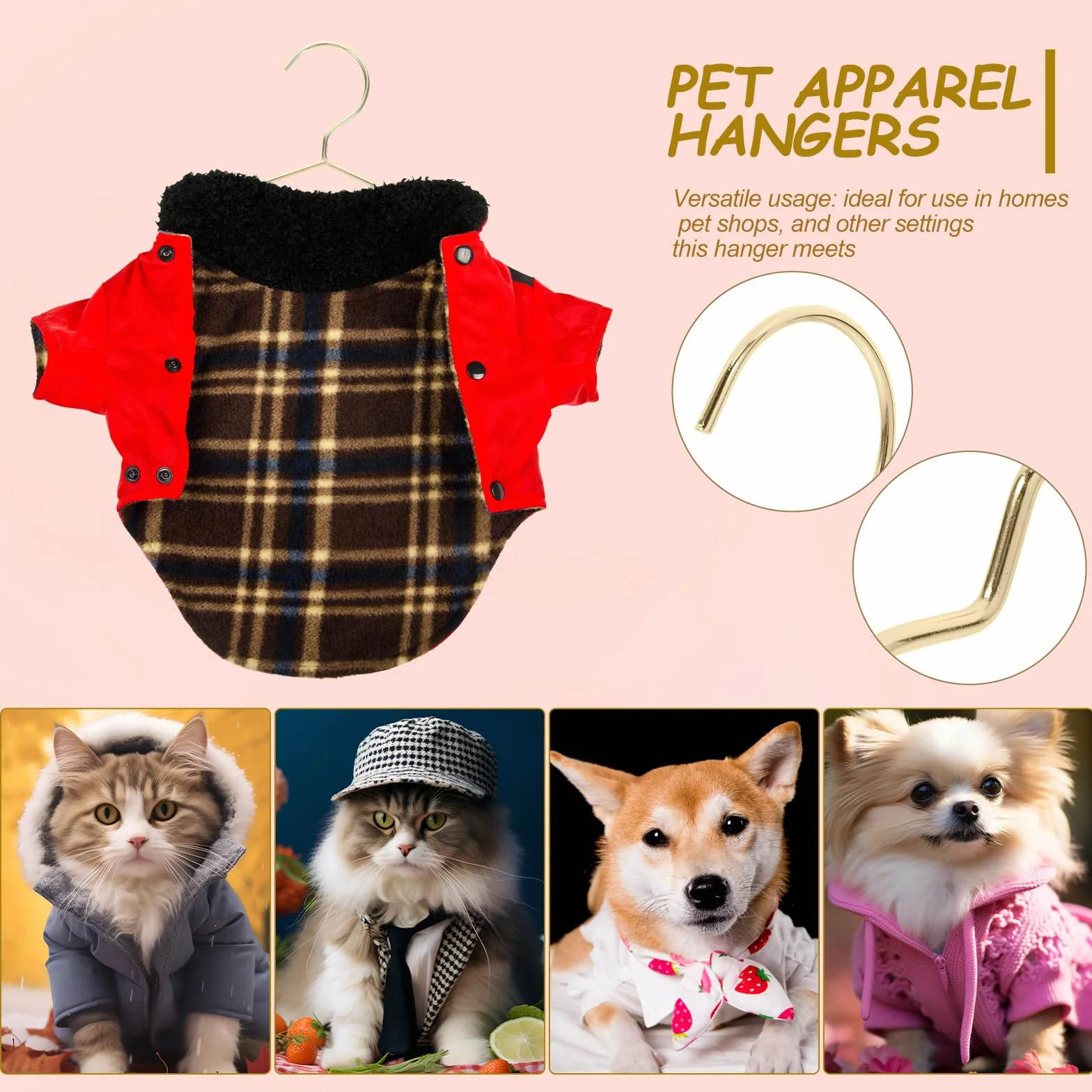 FOMIYES 10 Piezas Perchas para Mascotas Colgador de Ropa Perchero Metal Mini para Perros Pequeños Gato