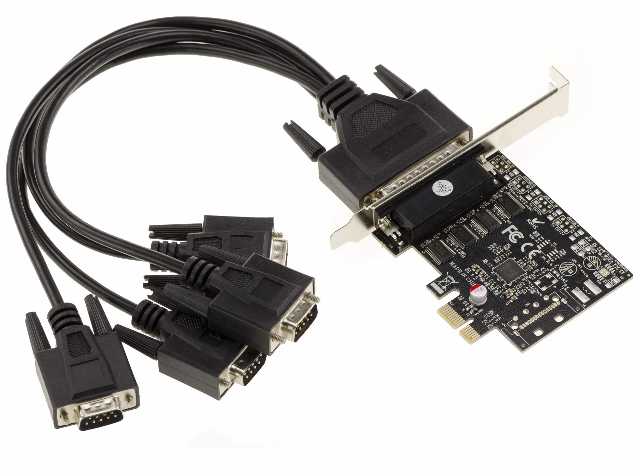 KALEA-INFORMATIQUE - Tarjeta Controladora Serie RS232 de 4 Puertos PCI Express (PCIE) sobre Octopus - Chipset ASIX MOSCHIP 99100
