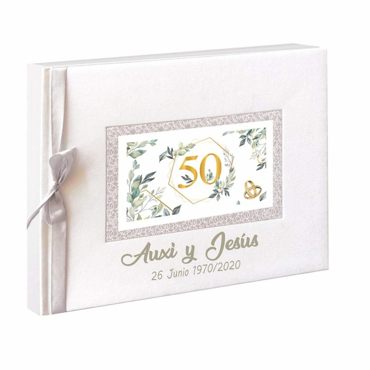 Libro de firmas para bodas de Oro PERSONALIZADO con nombres y fechas grabado en la portada