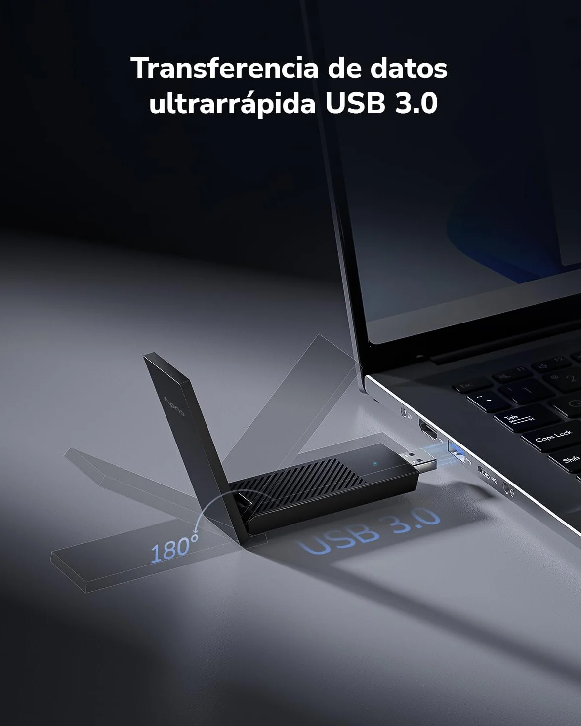 Cudy AXE5400 Adaptador Inalámbrico USB 3.0 de Triple banda Wi-Fi 6E WU5400 para PC, Compatible con Windows 11/10, Antenas de Alta Ganancia, 6 GHz, 1024-QAM, 160 MHz, WPA3
