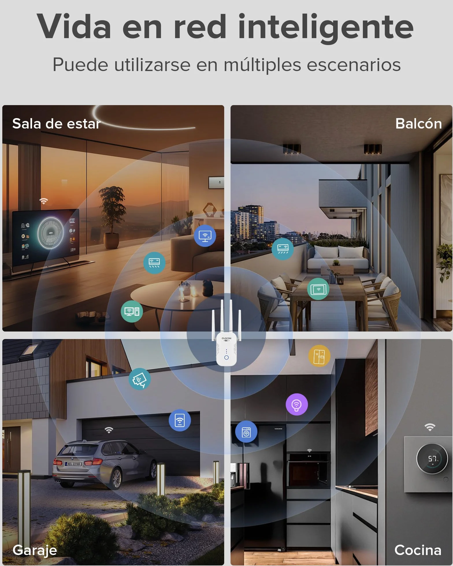 2026 Nuevo Amplificador Señal WiFi 1200Mbps Repetidor WiFi, Doble Banda 5GHz y 2.4GHz Extensor WiFi con WPS, WiFi Booster Compatible con Todos los Routers
