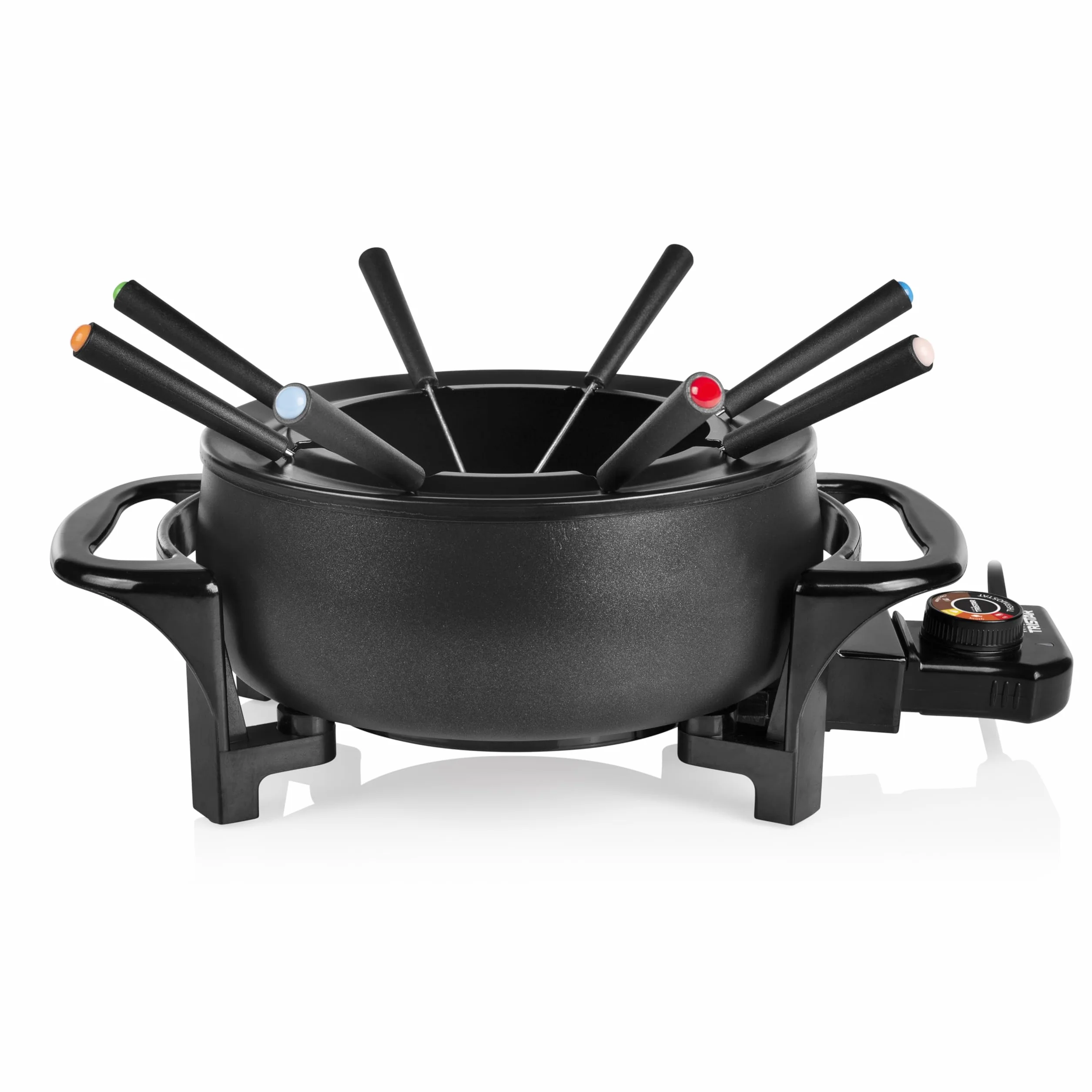 Tristar FO-1107 Olla eléctrica Multifuncional para Fondue de Queso, Chocolate o China, Volumen 1.5 litros, 1000 W, Apta para 8 Personas, Mate Negro