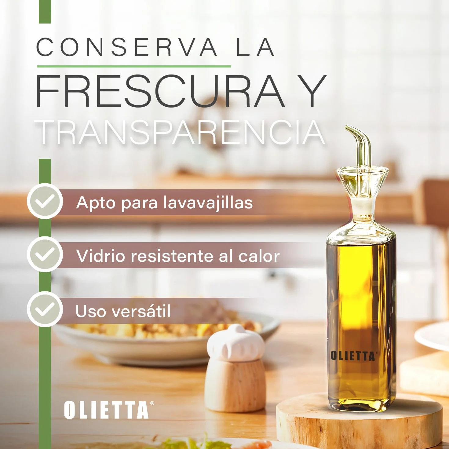 Aceitera antigoteo de cristal 500ml a prueba de fugas para aceite de oliva y vinagre