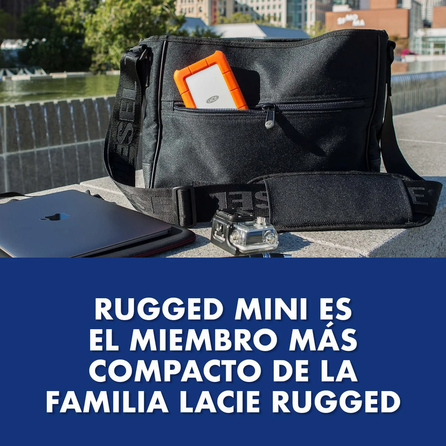 LaCie Rugged Mini 2TB, disco duro externo portátil, 2.5", para PC Mac iPad & iPhone, Data Rescue Services (LAC9000298)