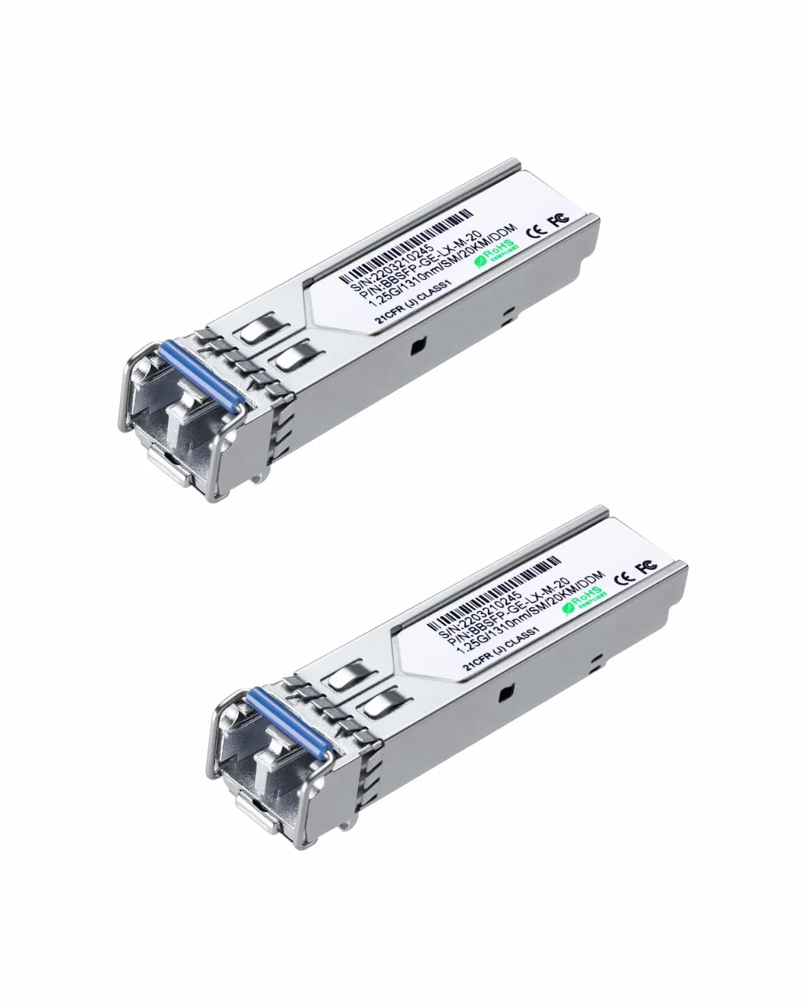 LINOVISION Módulo 1.25 G SFP, 1000Base-LX, 1310 NM SMF, hasta 20 km, Fibra LC Dual, transceptor SFP para switches Cisco, D-Link, Supermicro, Netgear, Fortinet, TP-Link y Ubiquiti UNIFI