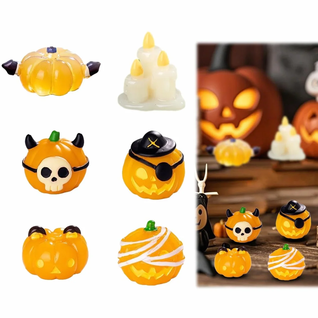 Miniatura Halloween Decoración, Adornos de Resina para Calabaza Figuras, Decoraciones para el Hogar