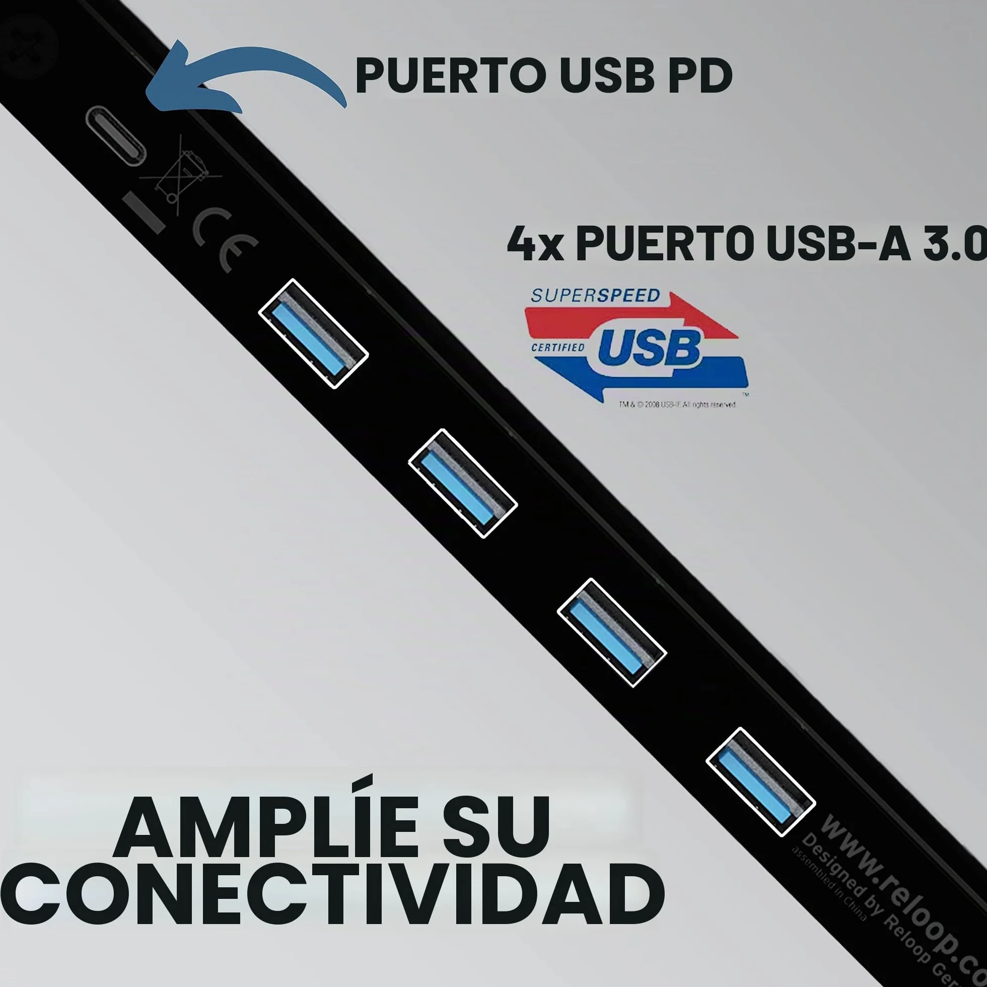 Reloop Stand Hub Innovadora combinación de soporte para portátil y hub usb-c avanzado con alimentación Powerdrive