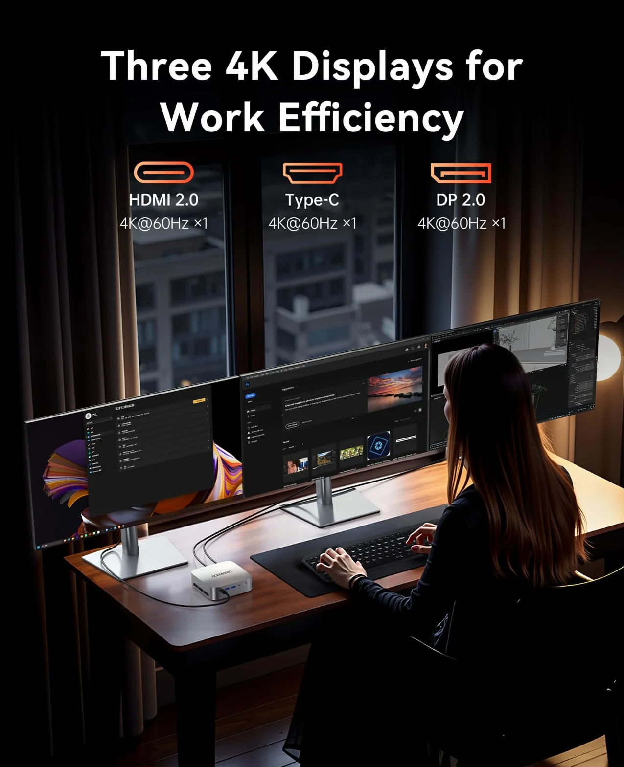 ACEMAGIC Matrix Mini M1 Mini PC, Windows 11 Pro, AMD Ryzen 7 7735HS(8C/16T,hasta 4,75 GHz),AMD Radeon™ Graphics,16GB LPDDR5 512GB SSD Mini Ordenador Soporte 4K Triple Pantalla/2.5G LAN/WiFi 6/BT5.2