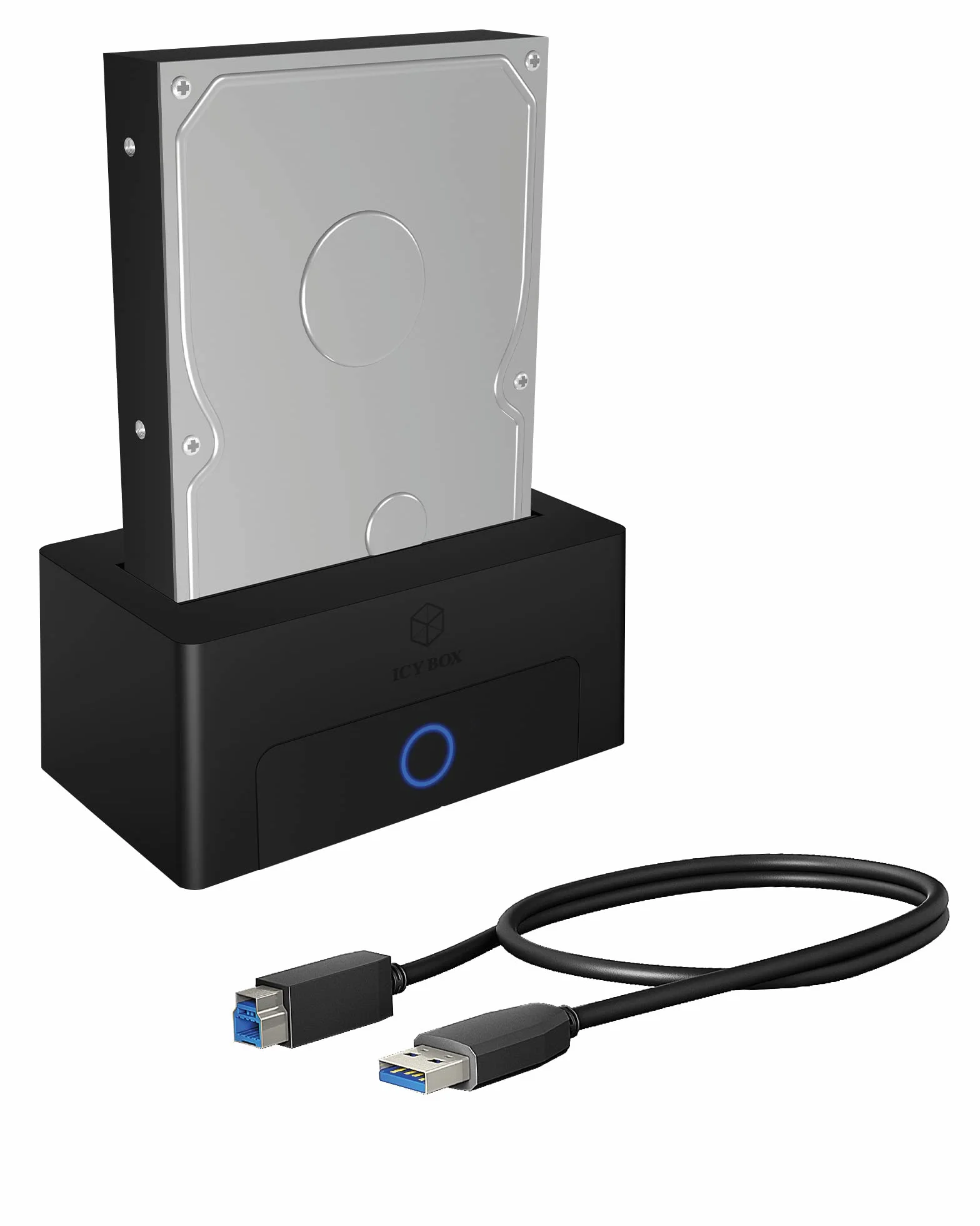 Icy Box Estación de Acoplamiento para Discos Duros y SSD USB 3.0, SATA 2,5" y 3,5", Negro