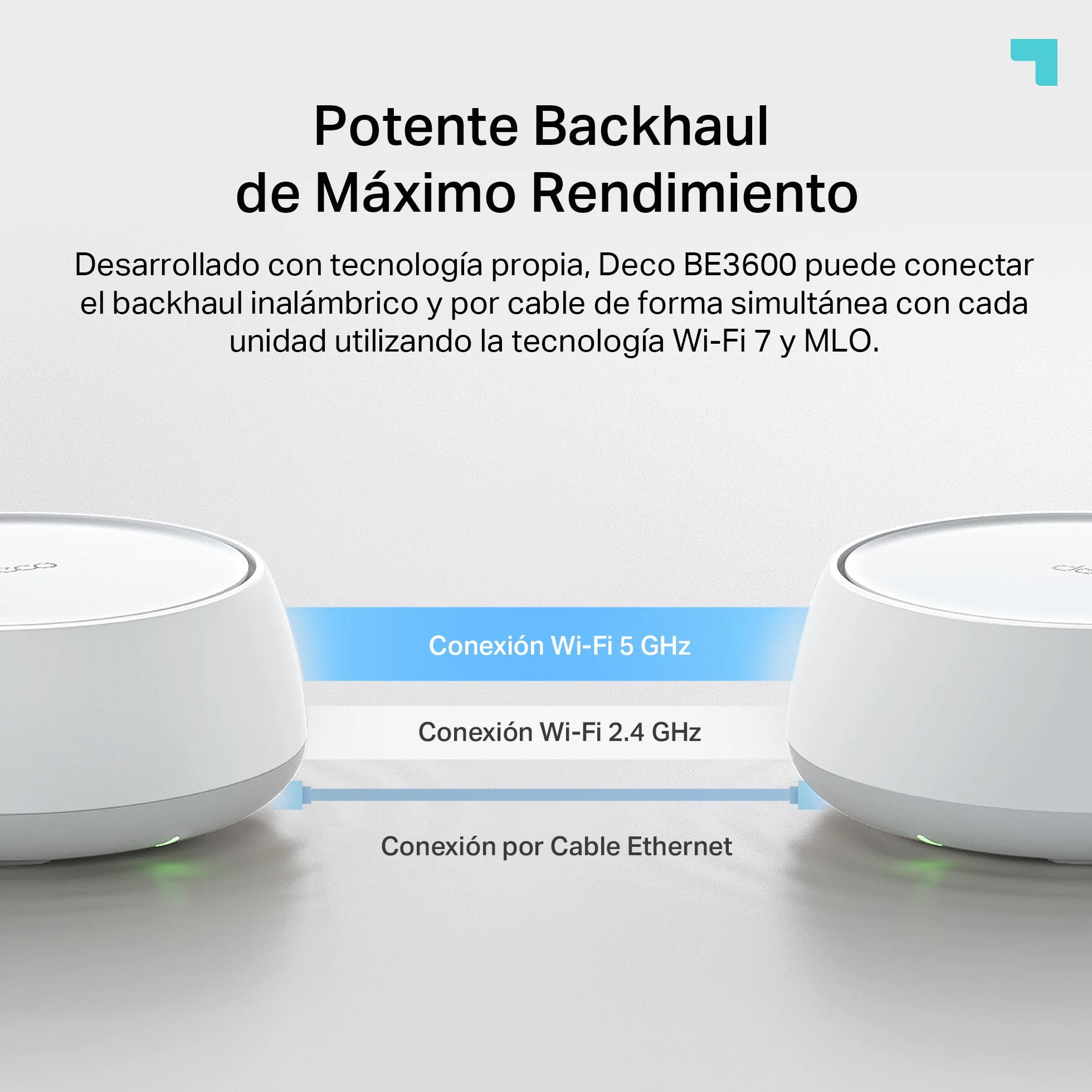 TP-Link Deco BE3600 (3-Pack) – Mesh Wi‑Fi 7 de Doble Banda hasta 3,6 GB/s, backhaul híbrido inalámbrico y por Cable, MLO, 2 Puertos Gigabit por Unidad, Seguridad HomeShield