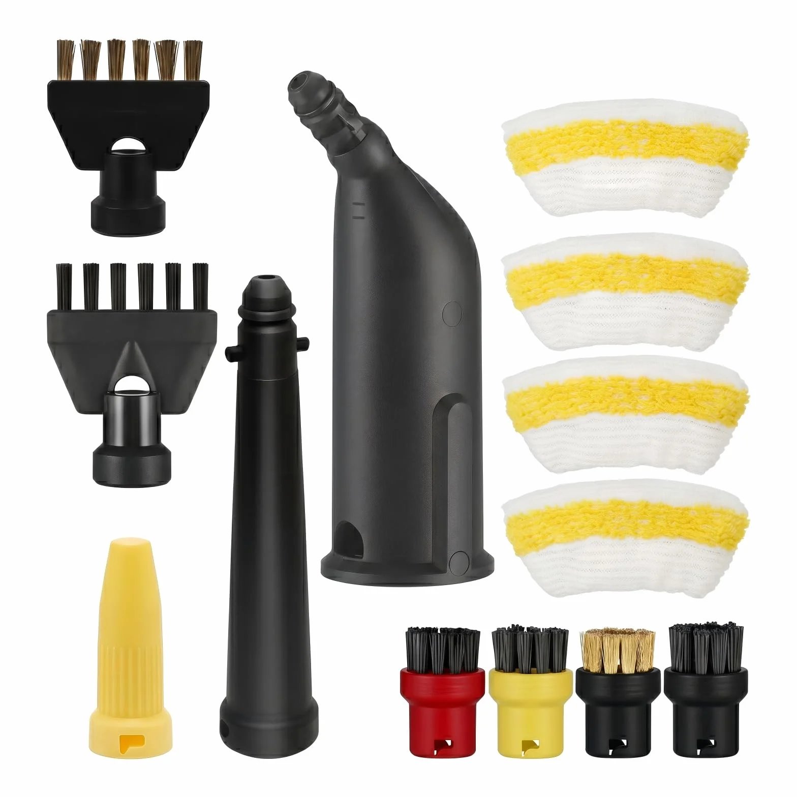 Accesorios para Limpiador de Vapor Compatible con Kärcher SC1 SC2 SC3 SC4 SC5 con Cepillo Redondo, Cepillo Plano, Boquilla Curvada, Cepillo de Vapor Manual, Cepillo Redondo Grande, Funda de Paño de