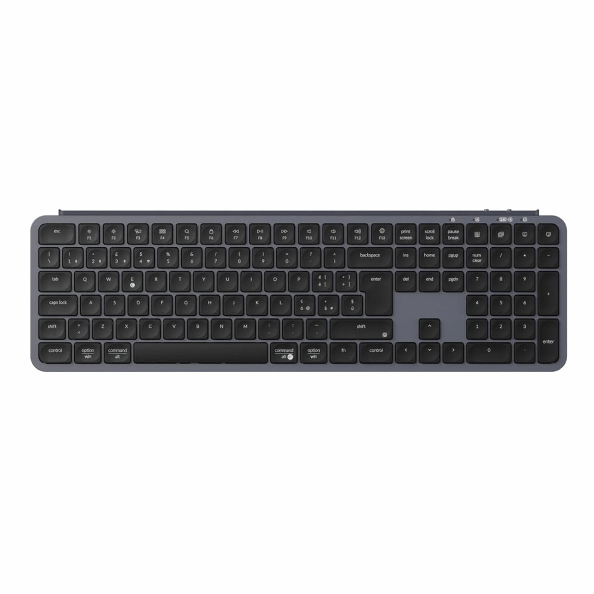 Keychron Teclado inalámbrico B6 Pro Ultra Delgado Full Size Layout Italiano ISO QWERTY, configurable ZMK, Teclas PBT, 3 Modos 2,4 GHz/Bluetooth/cableado, Compatible con Win/Mac/Linux, Gris Espacial