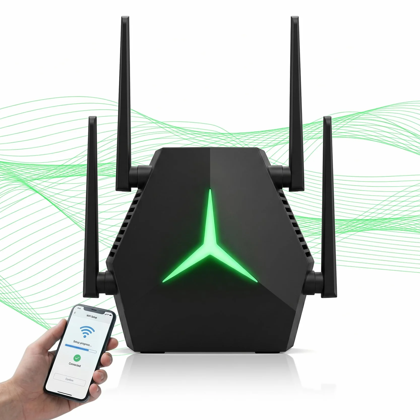 Repetidor WiFi AC1200 1200 Mbps, 1115㎡ Amplia Cobertura WiFi Extender, soporta más de 100 Dispositivos simultáneamente, 4 Antenas tecnología MIMO y Puerto Ethernet