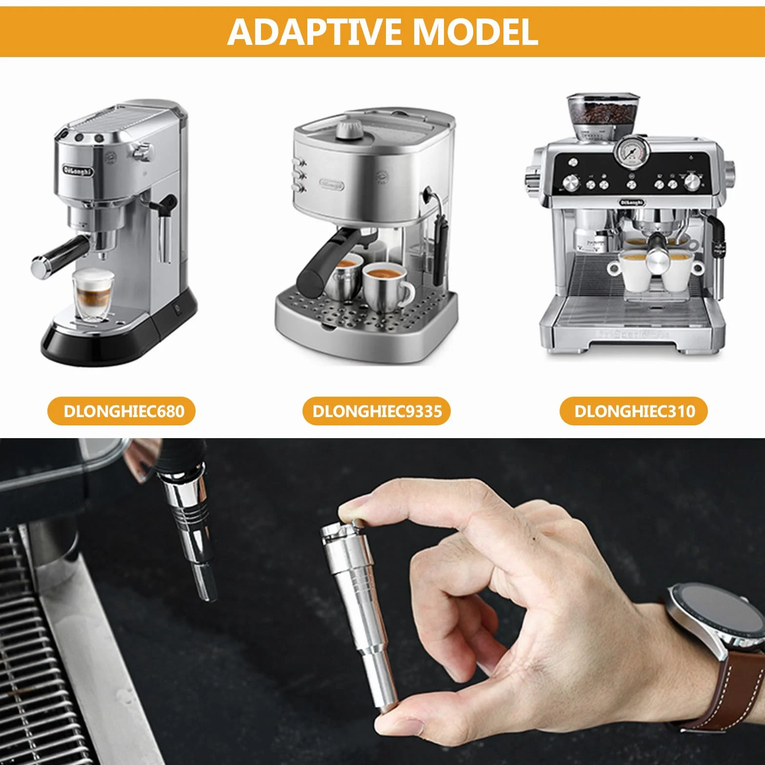 Boquilla de vapor para cafetera acero inoxidable compatible con ECP3420 ECP310 ECP330 EC9335 EC9665 EC680 EC685