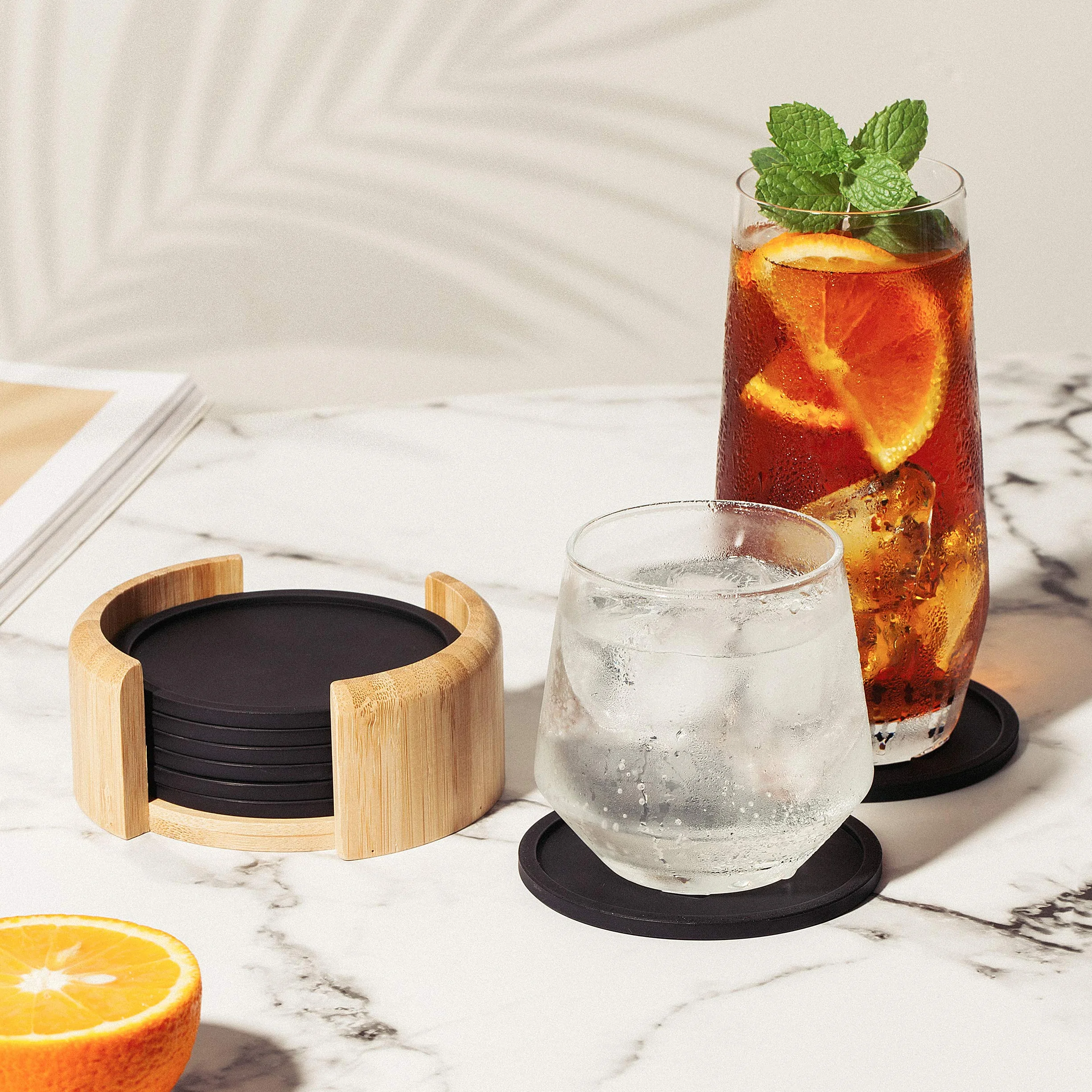 Posavasos de Silicona Redondos Juego de 8 Gris Oscuro para Bebidas