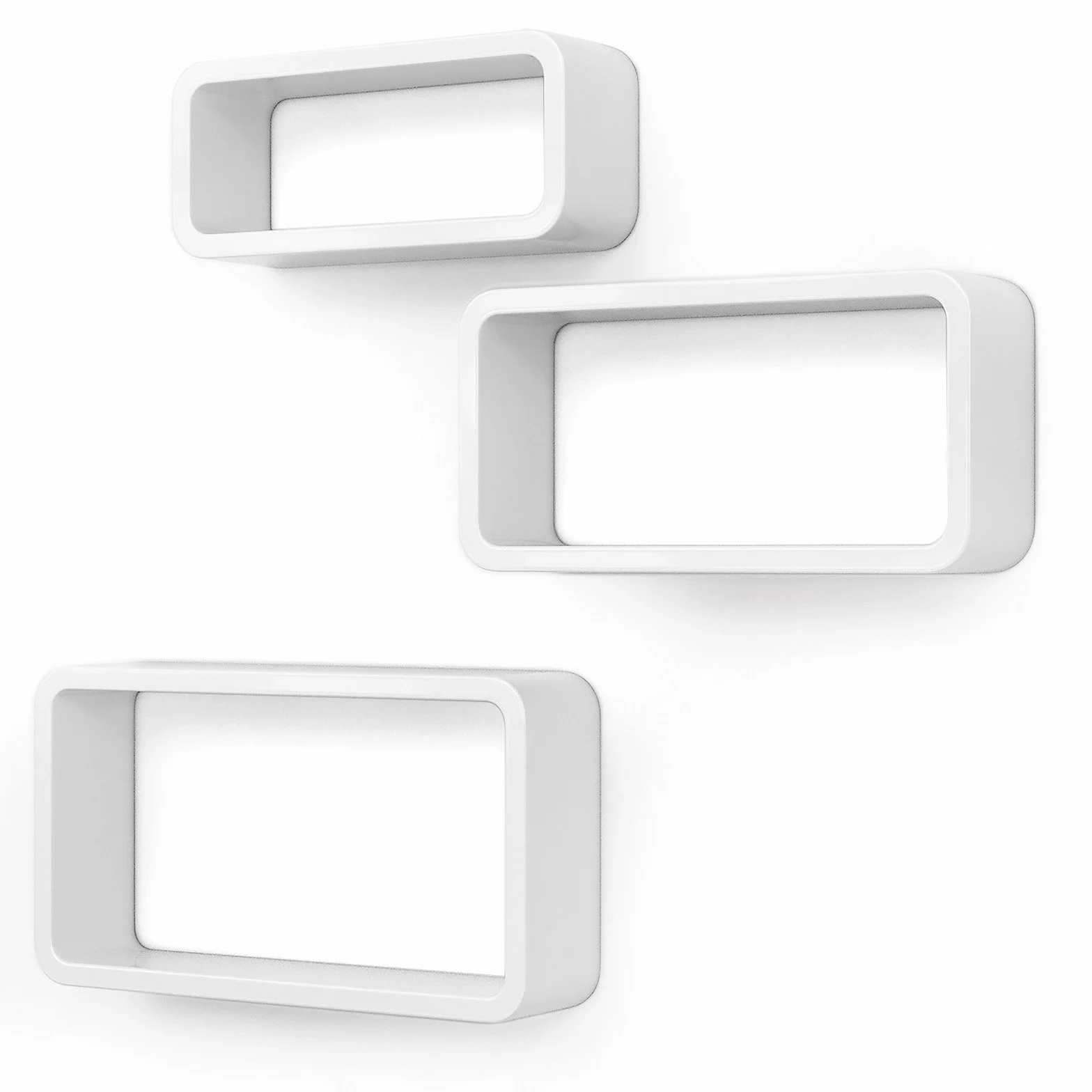 SONGMICS Estantes para Libros Juego de 3 CDs Estanterías de Pared Cubos Retro Blanco LWS97W