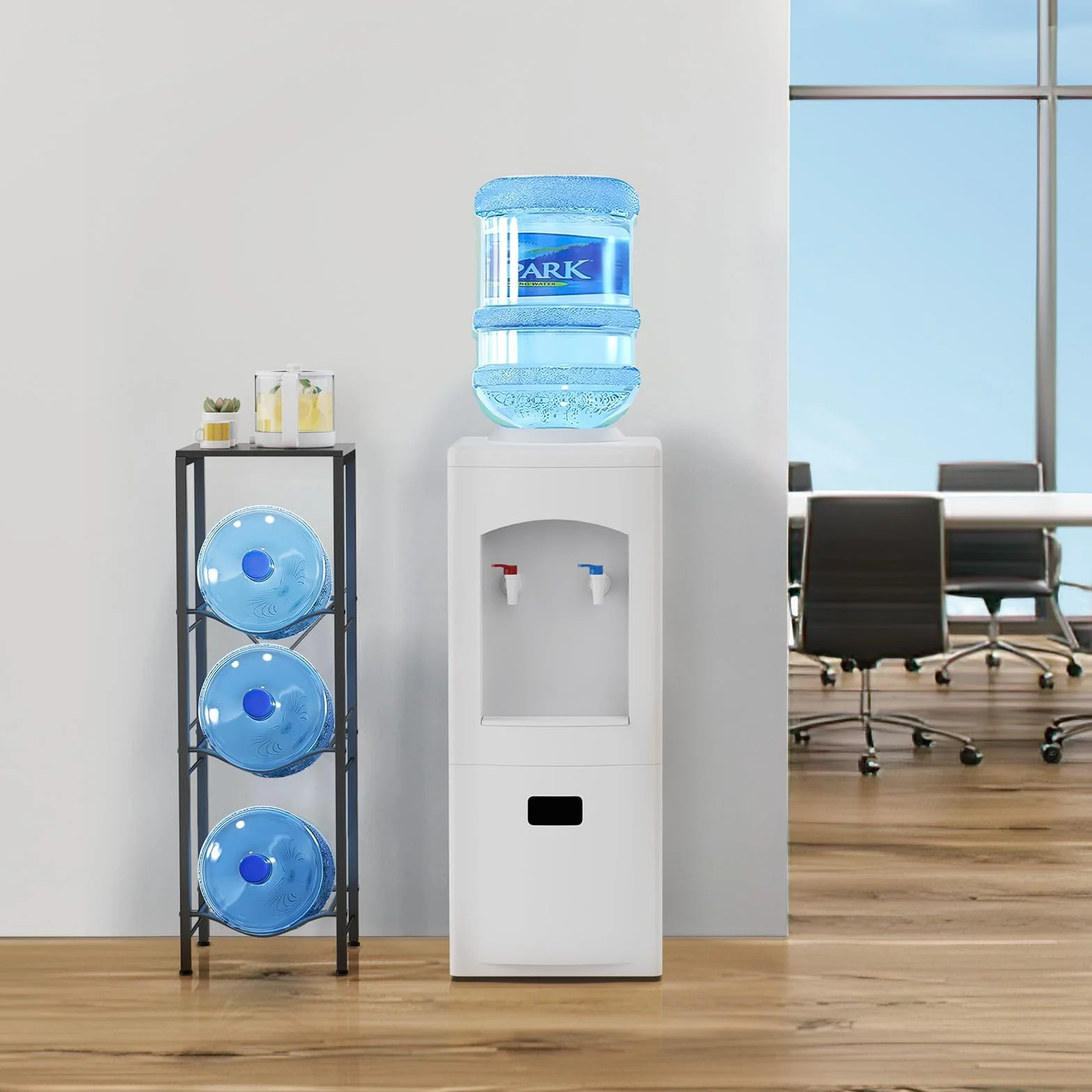 Soporte para Jarra de Agua de 3 Niveles y 5 Galones, Estante Desmontable Negro para Cocina