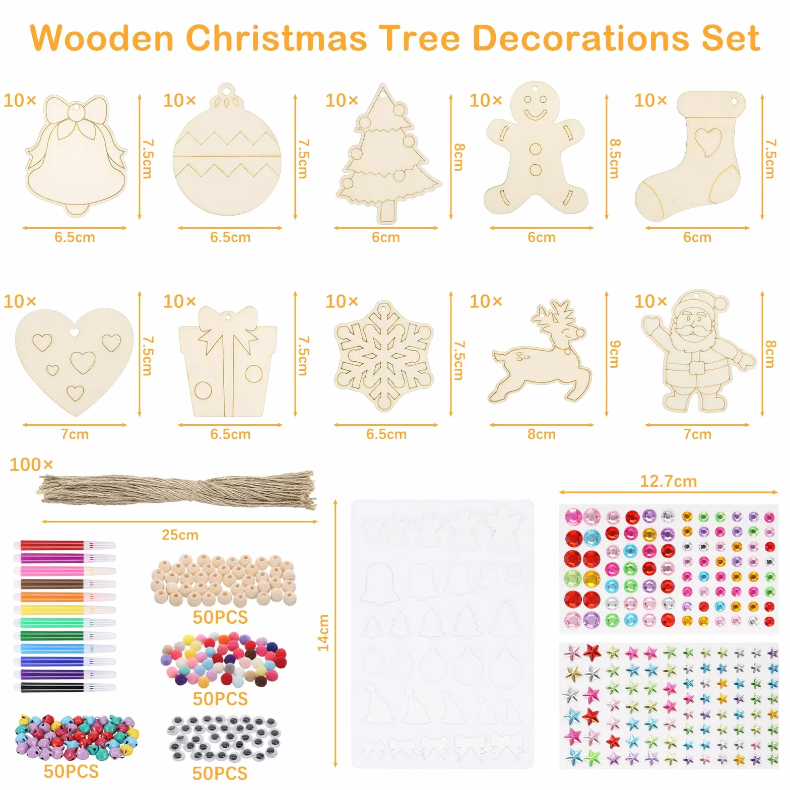 Adornos Navidad Madera 416Pc Decoracion Navidad Artesanía DIY Colgantes Arbol