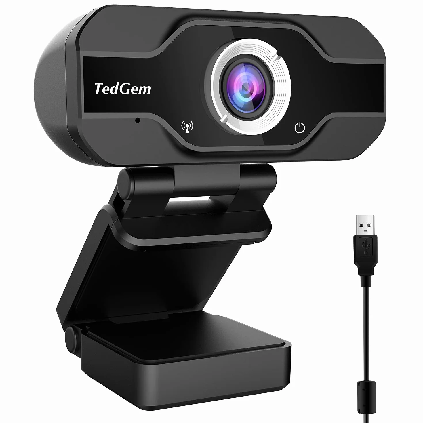 Webcam HD 1080P, cámara Web, Full HD, USB, cámara con micrófono USB, compresión H.264, Carga más rápida, para Video Chat Streaming (Negro)