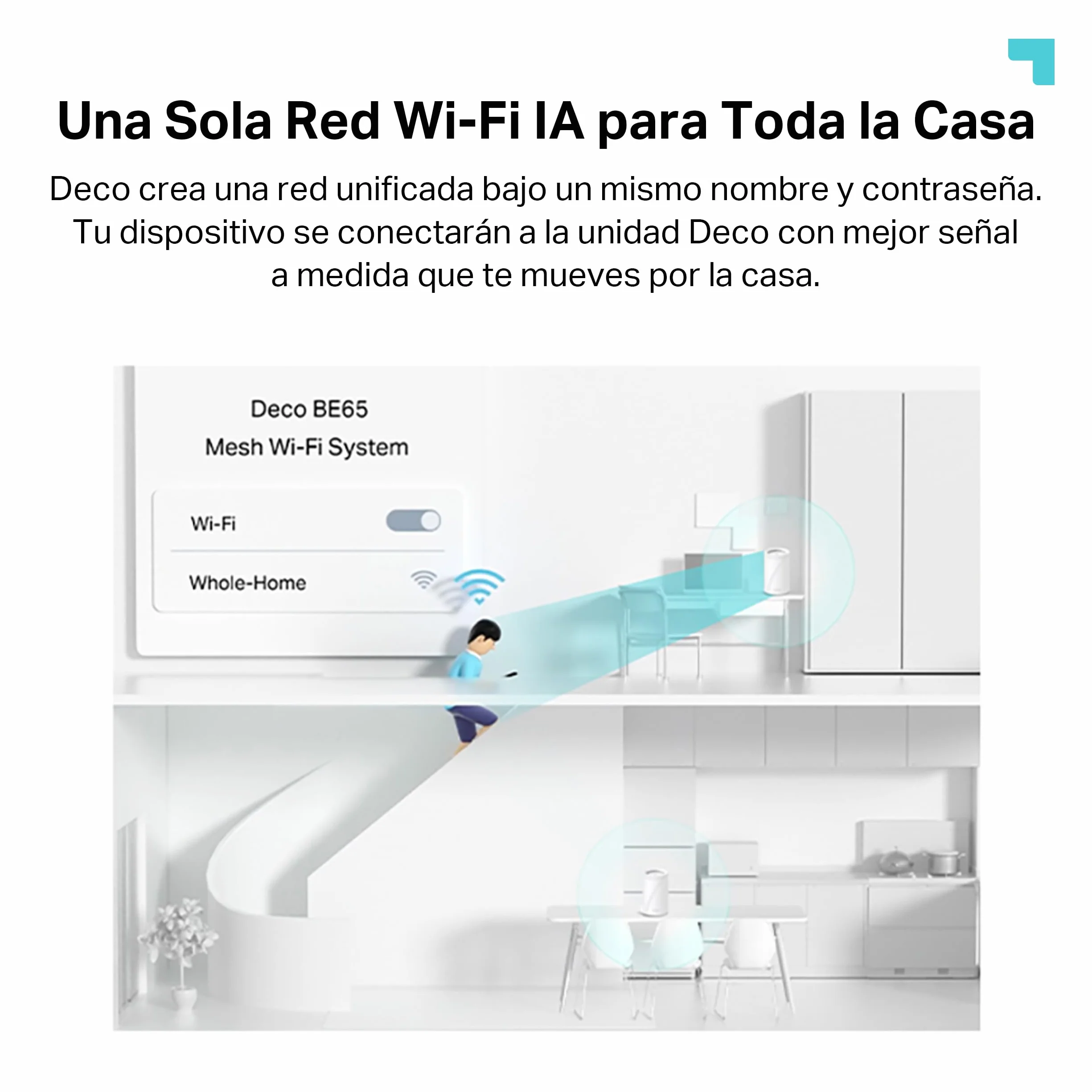 TP-Link Deco BE65(2-Pack) - WiFi 7 Mesh BE9300 Deco Tri-Band BE65 (Paquete de 2), Puerto Ethernet/Fibra 2.5 Gbps, Velocidad WiFi de hasta 9 Gbps, WPA3, Canales de 320 MHz, 6 GHz