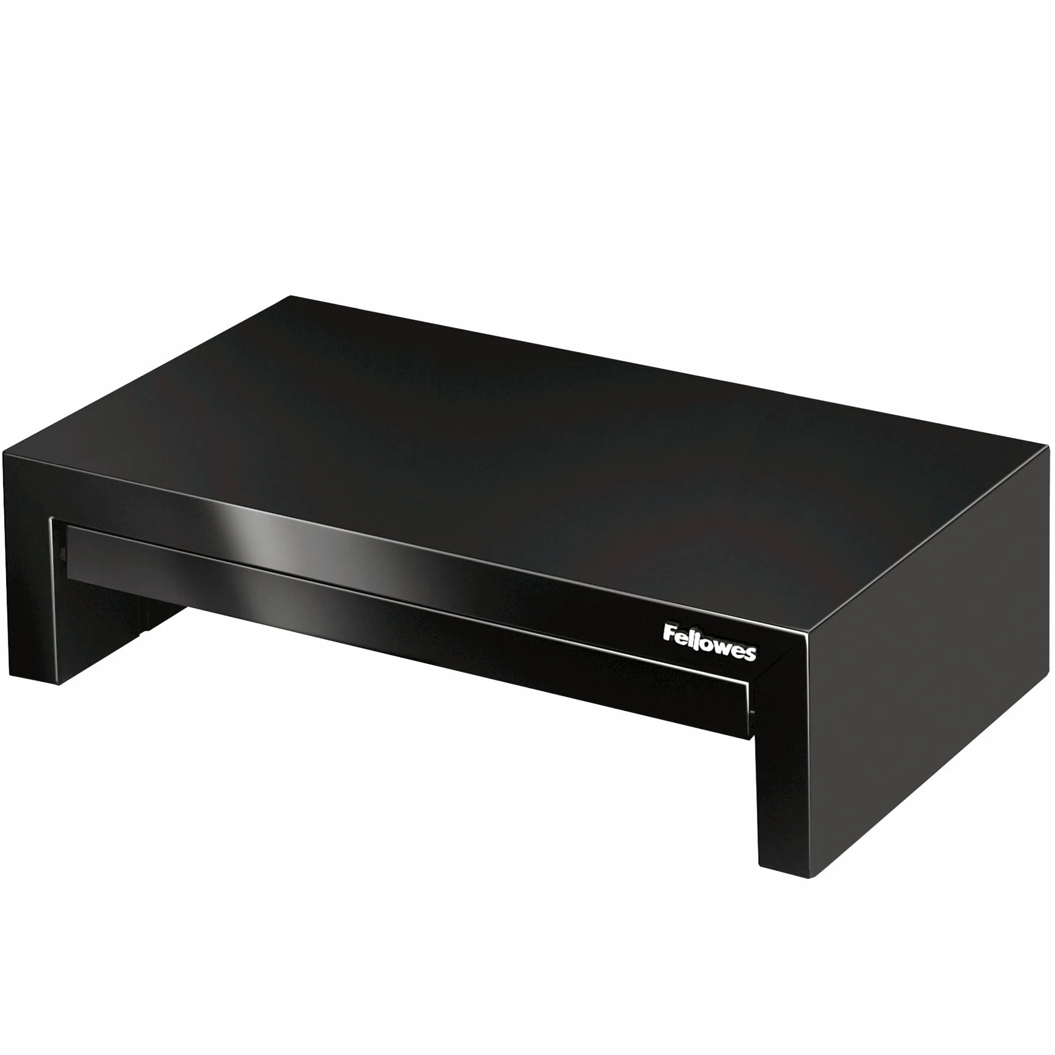 Fellowes Designer Suites - Soporte elevador para monitor de ordenador, ajustable en altura, incorpora bandeja de almacenamiento, color negro