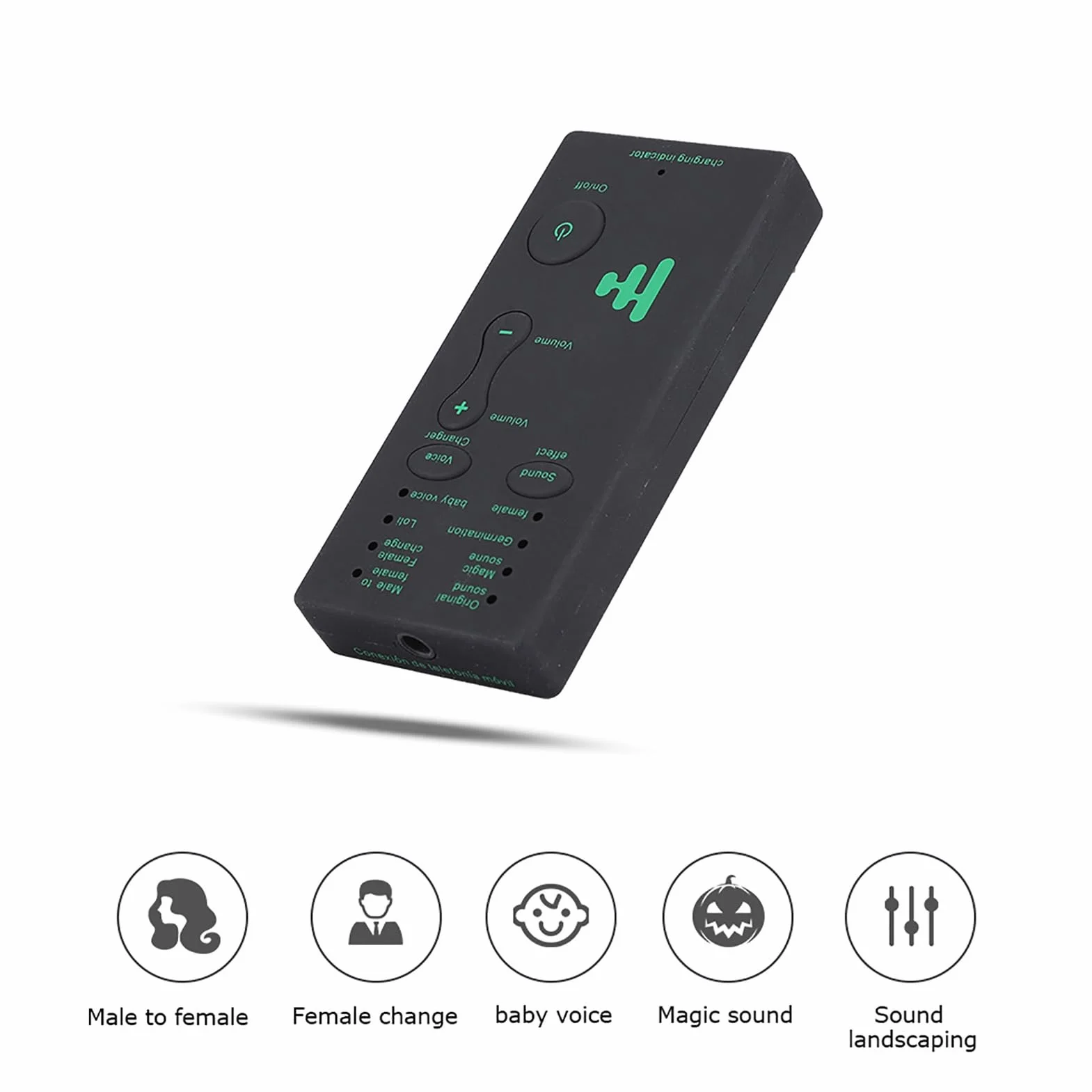 Yunir Cambiador de Voz, Mini Tarjeta de Sonido Externa Teléfono móvil Dispositivo portátil de Cambio de Voz en Tiempo Real con Cable de 3,5 mm, para teléfono móvil, PC (versión en inglés)