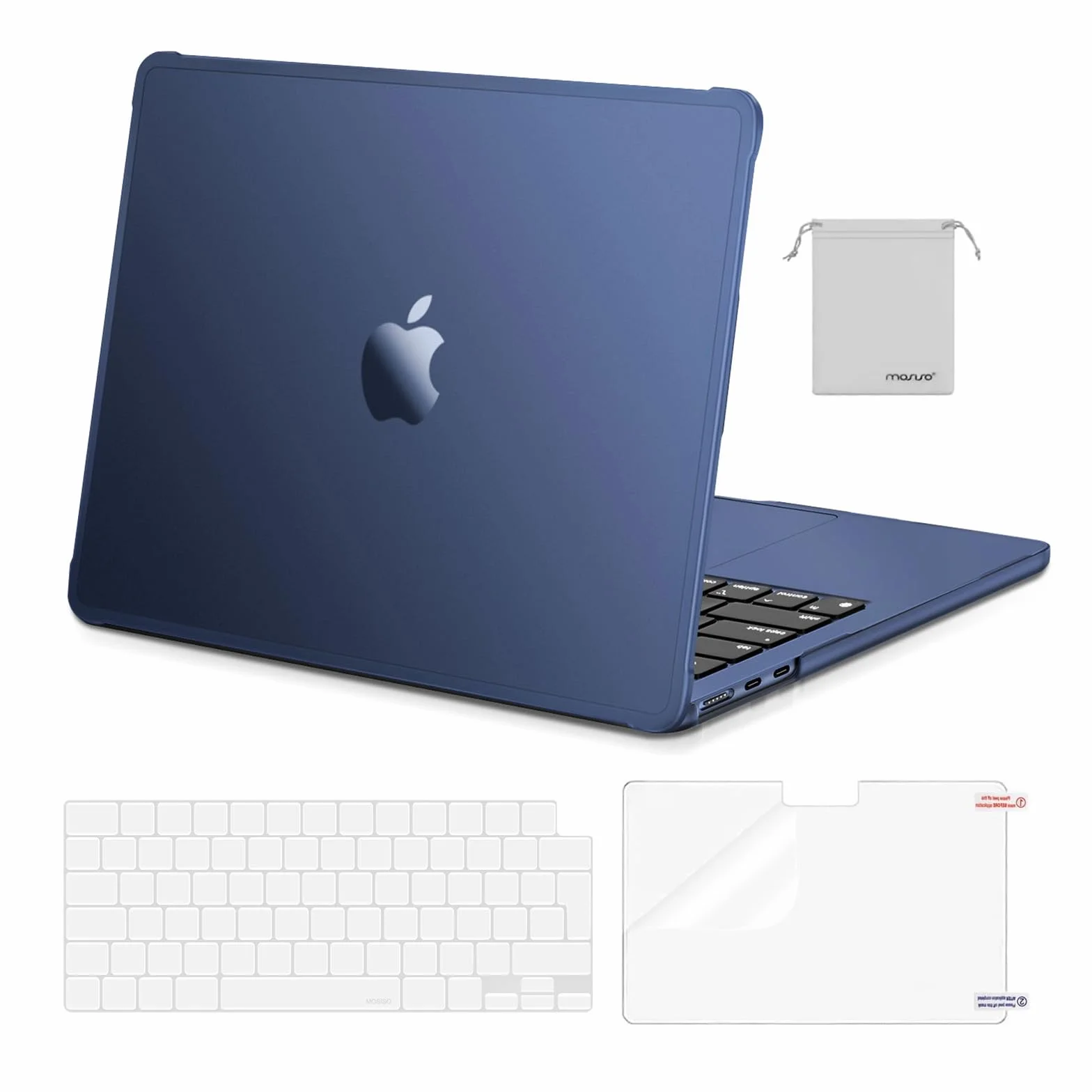 MOSISO Funda Compatible con MacBook Air 13 Pulgadas 2026-2022 M5 A3449 M4 A3240 M3 A3113 M2 A2681, Protector Esquinas Carcasa Borde TPU Suave&Teclado Tapa&Pantalla Protector&Bolsa,Medianoche Clara
