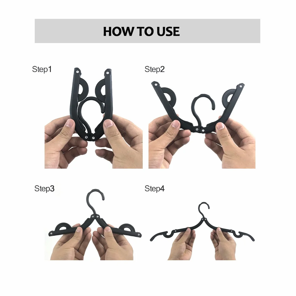 Perchas de Viaje Plegables 12 Unidades Negro para Cruceros Prendas Secado Ropa