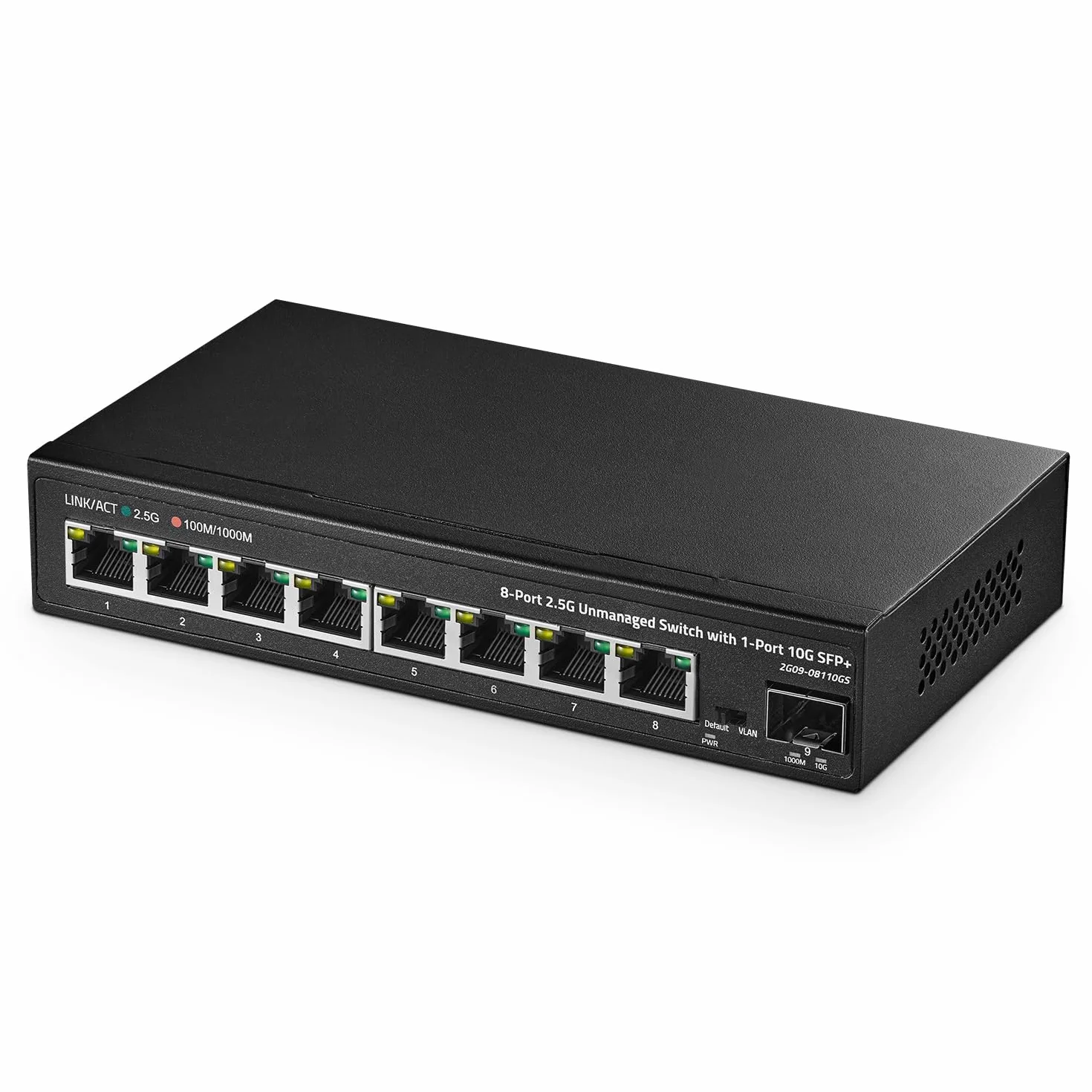 Binardat Switch de 8 Puertos 2,5G con Puerto 10G SFP+, 8 Puertos 2,5 Gigabit RJ-45 Base-T, conmutador Ethernet de sobremesa multigigabit no gestionado