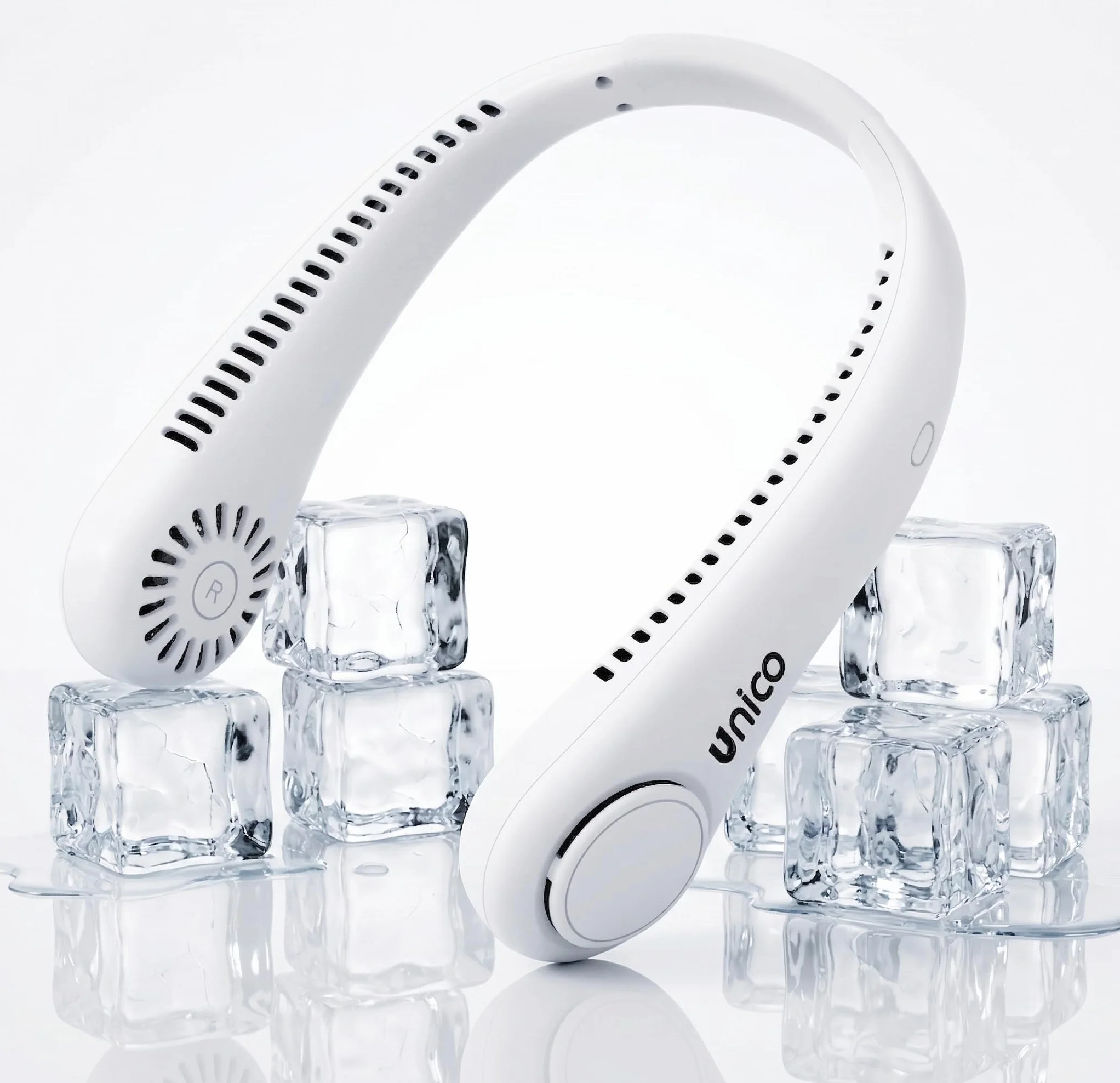 Unico Ventilador de Cuello, Mini Ventilador Portatil Sin Aspas, USB Recargable Bateria 1800 mAh con Ajustable 3 Velocidades