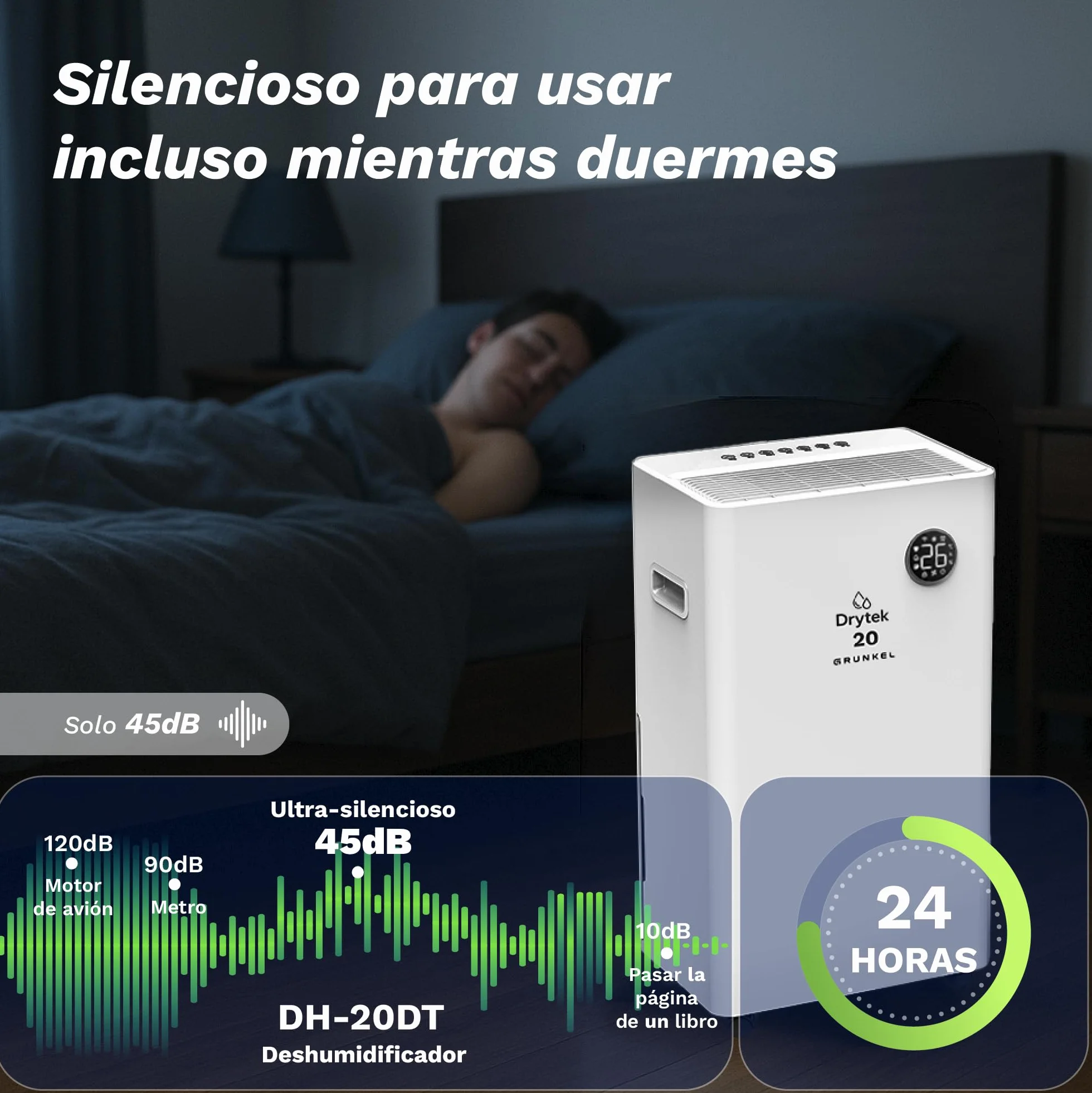 Deshumidificador GRUNKEL DH-20DT 20L/día Wi-Fi Integrado App R290