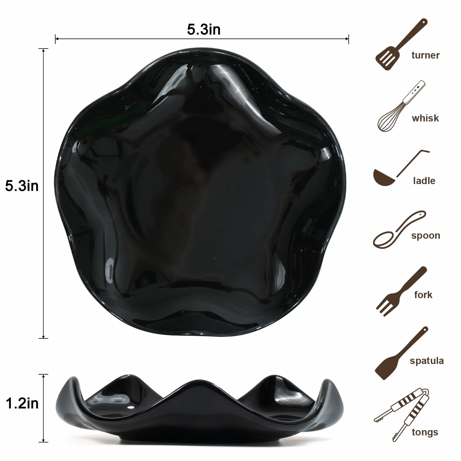 Reposa Cucharas de Cerámica para Cocina, Soporte de Utensilios Resistente al Calor, 13cm, Negro