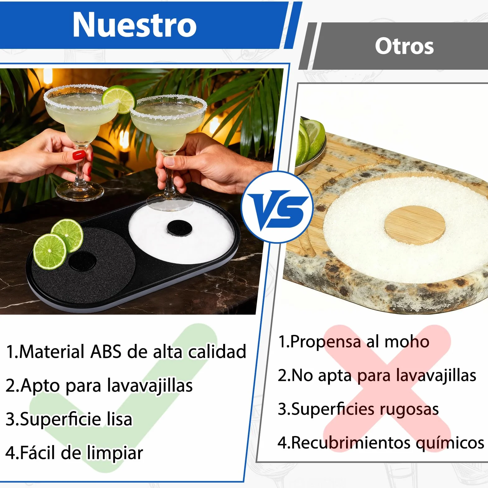 Juego de aplicador de sal y azúcar con esponja 2 en 1 para borde de vaso de cóctel