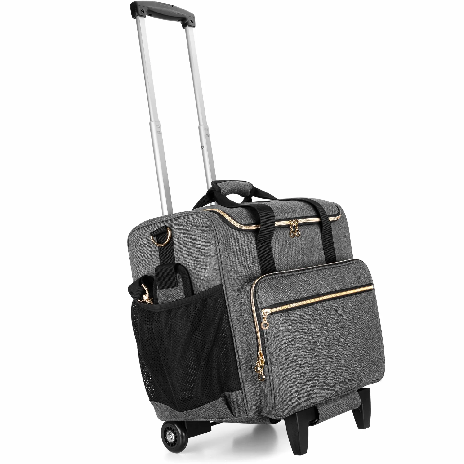 Luxja Bolsa de Profesora con Ruedas, Bolso para Maestra con Trolley Desmontable y Compartimento para Computadora Portátil (Sólo Bolsa), Gris