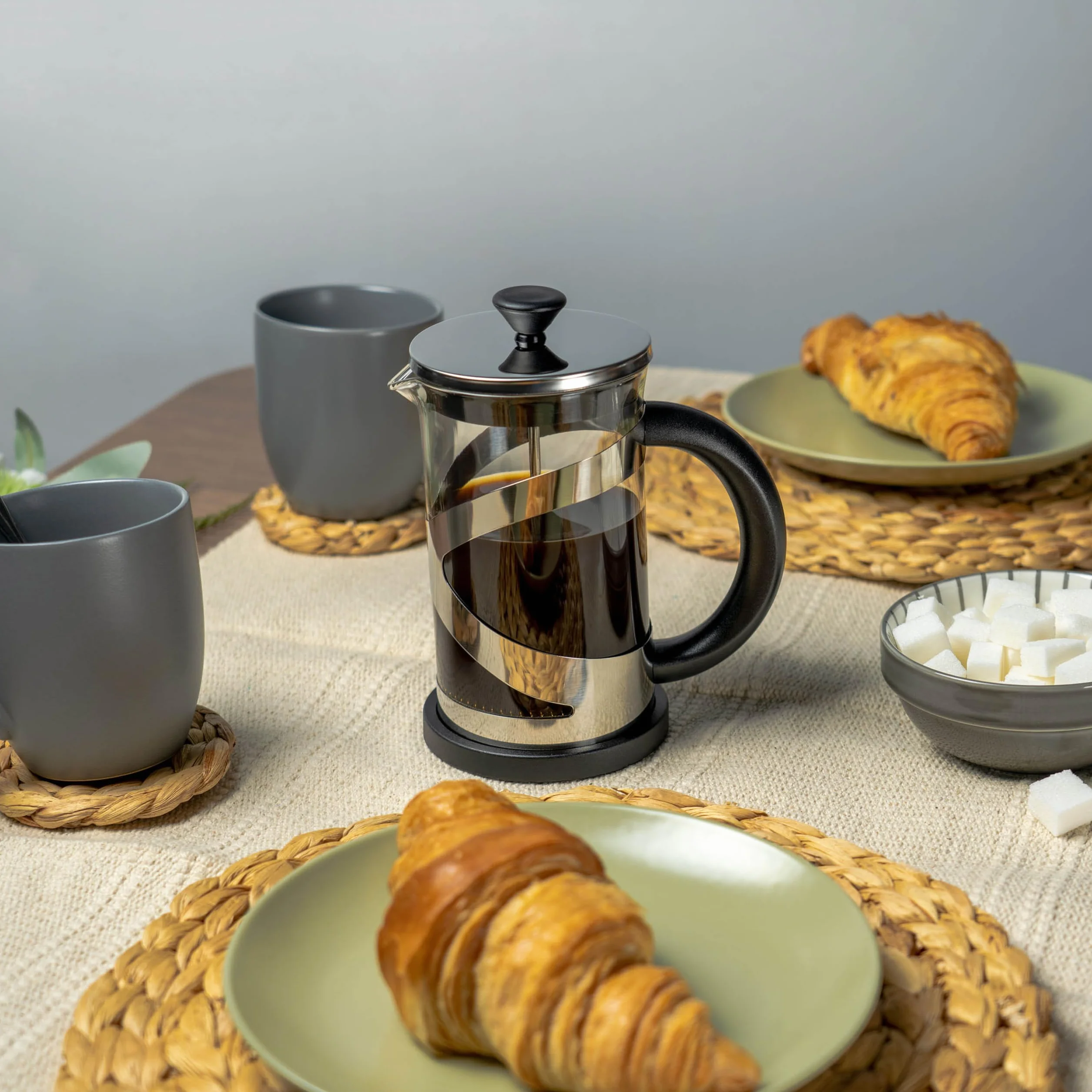 Café Olé Classico Cromo Cafetera Francesa 350 ml Filtro de Malla de Acero Inoxidable Vidrio Cromado