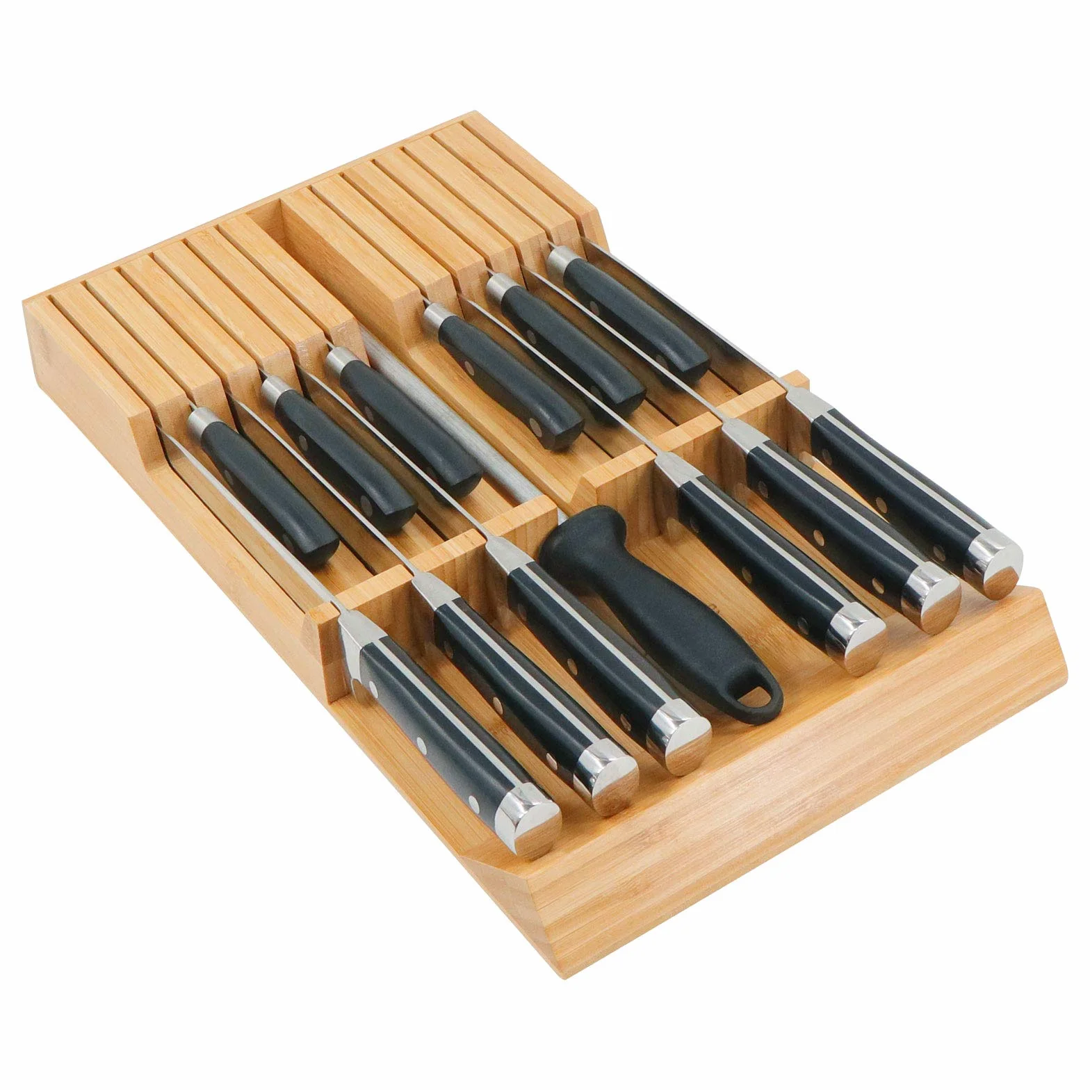 Utoplike Bloque de cuchillos de bambú para cocina, soporte para 12 cuchillos y 1 acero para afilar
