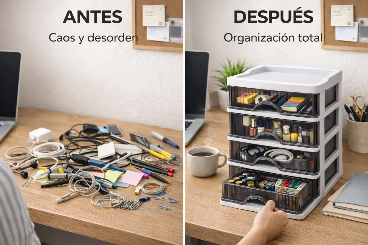 Cajonera de Plástico 4 Cajones Transparente Ahumado Organizador Escritorio Hogar