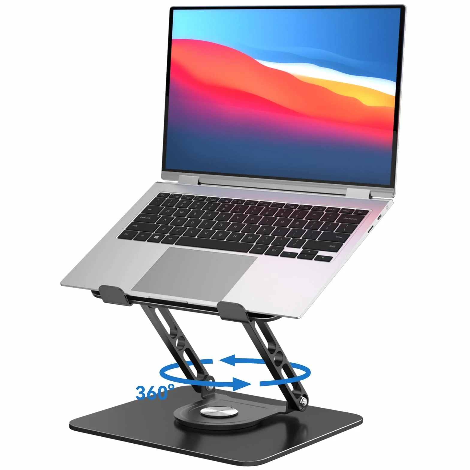 Soporte para computadora portátil ajustable con base giratoria de 360 grados, soporte elevador ergonómico para computadora portátil, plegable, portátil, compatible con MacBook Pro Air,