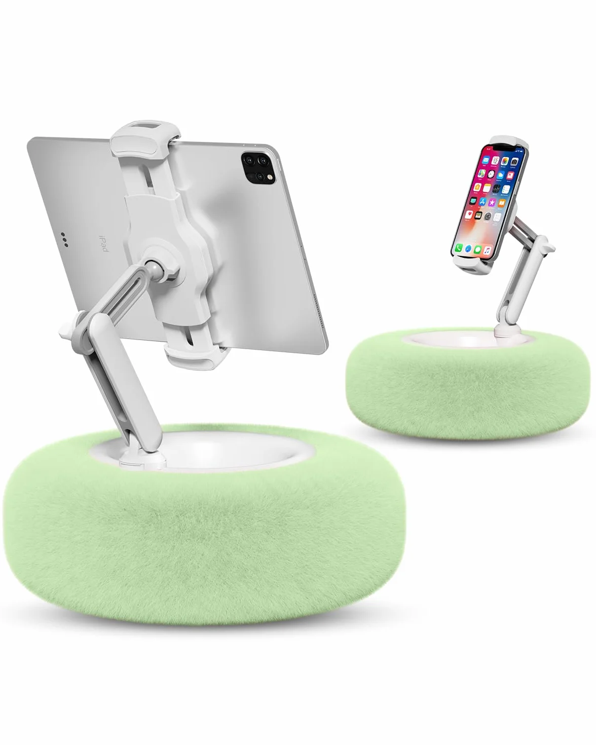 Viozon Almohada de soporte para tableta, compatible con teléfono/tableta de 4.7 a 13 pulgadas, iPad, iPhone, Samsung, Google, Kindle, soporte de teléfono ajustable de 360° para cama con tela de felpa