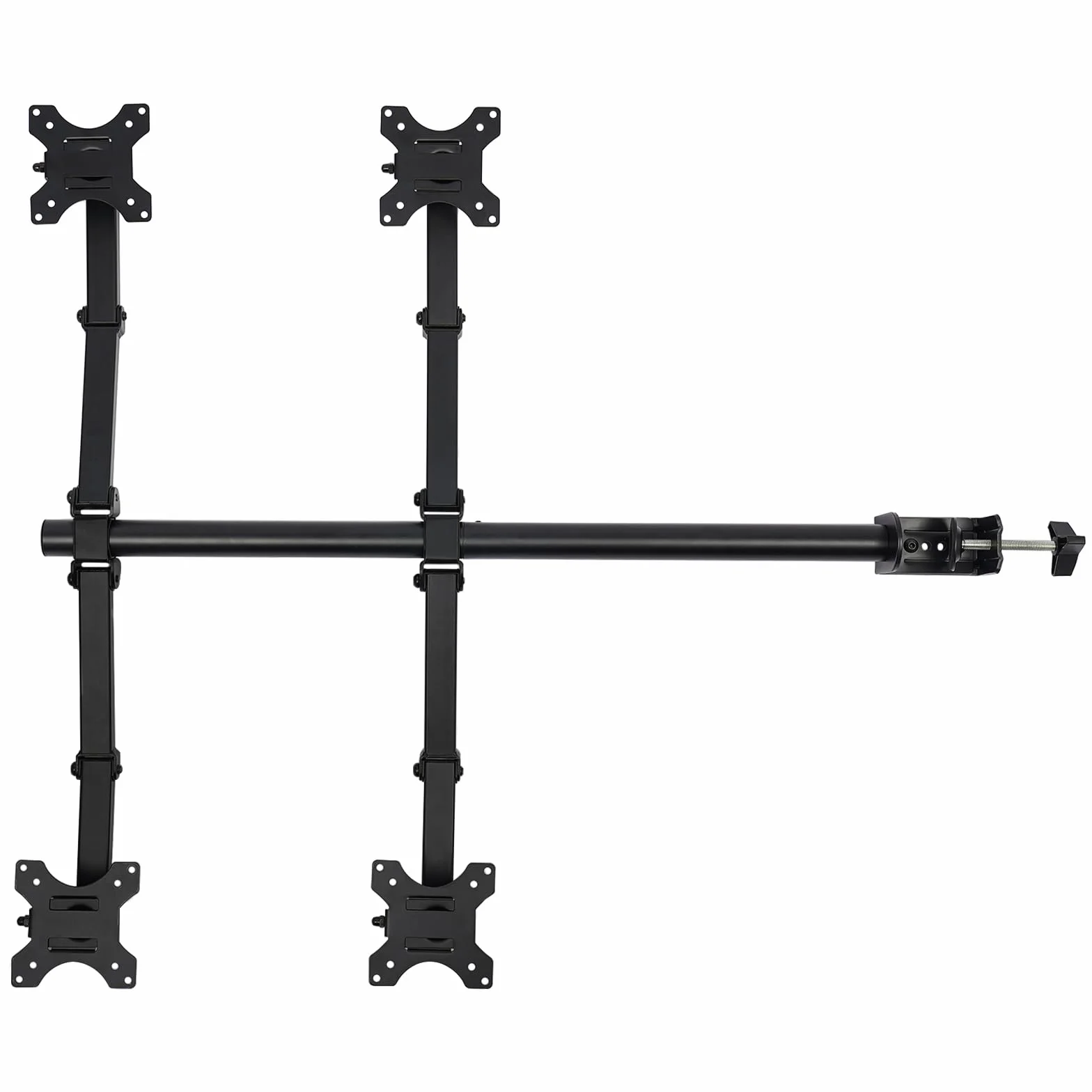 Soporte de monitor para 4 monitores para pantallas de 10 a 27 pulgadas, soporte de mesa para monitor, altura ajustable, con giro e inclinación, 75 x 75 mm/100 x 100 mm
