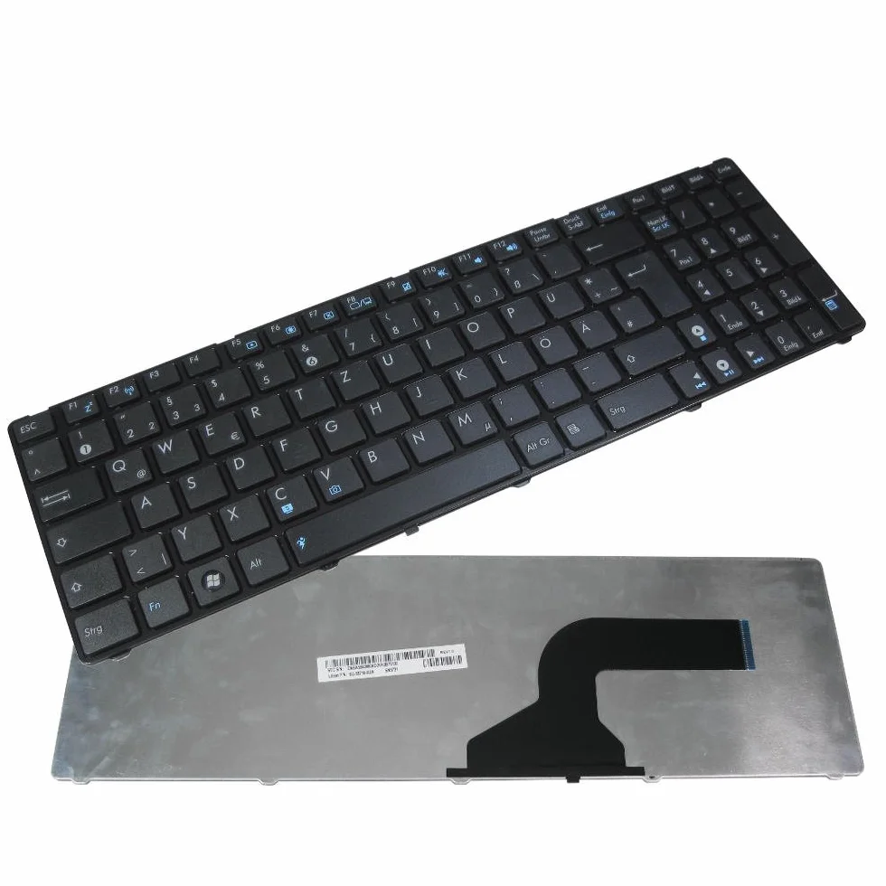 QWERTZ - Teclado para portátil compatible con Asus X52 X53 X53S X53SJ X53T X53U X54 X54C X54H X55 X73E X73K X73S X73T A52 A52B A52D A52F A52J A52N B53 FG 55 F75 F75A F75V N52 N73 P53E P53SJ