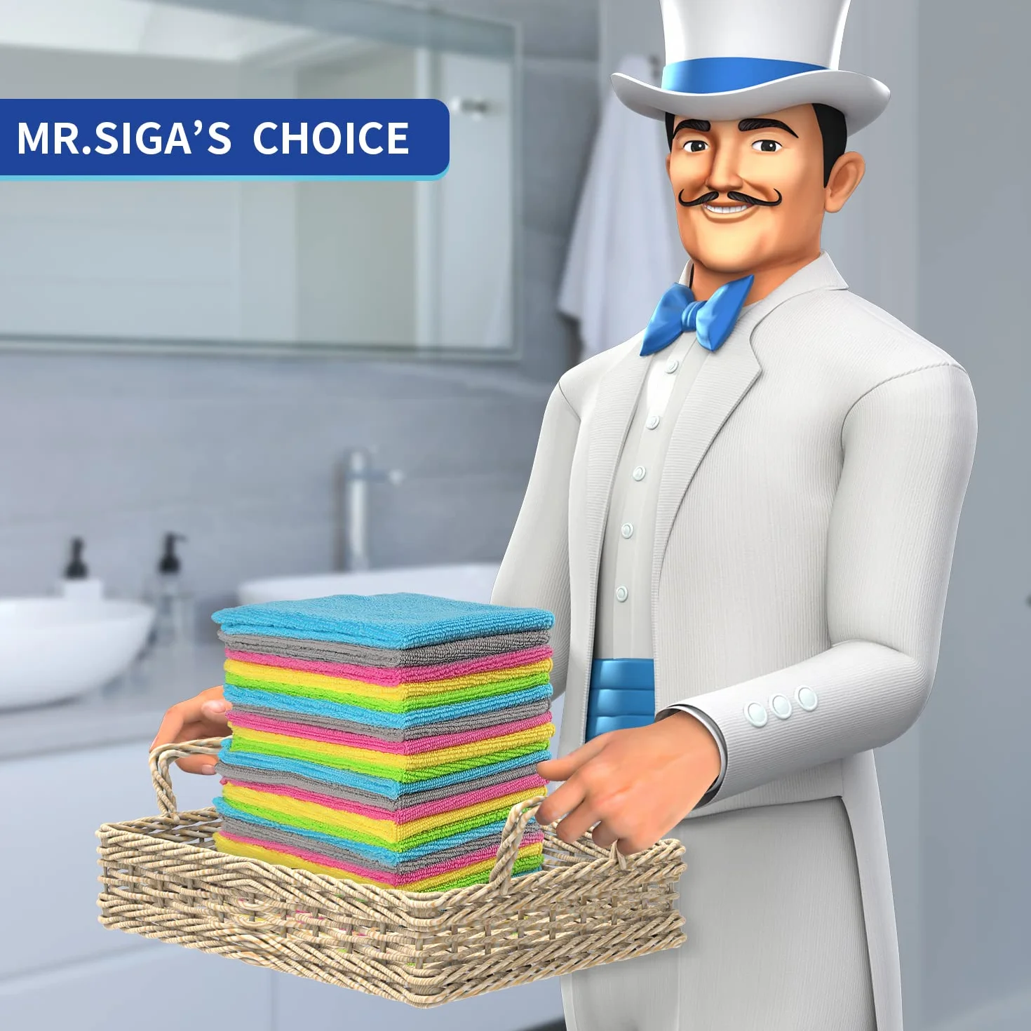 MR.SIGA Paño de Limpieza de Microfibra, Toallas Multiuso, Paquete de 50
