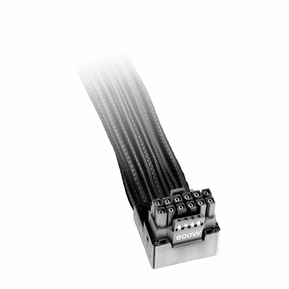 be quiet! Cable PCIe 90° invertido 12V-2x6 / 12VHPWR – cable GPU de 600 W para fuentes de alimentación ATX 3.0 y 3.1, conector en ángulo, funda negra