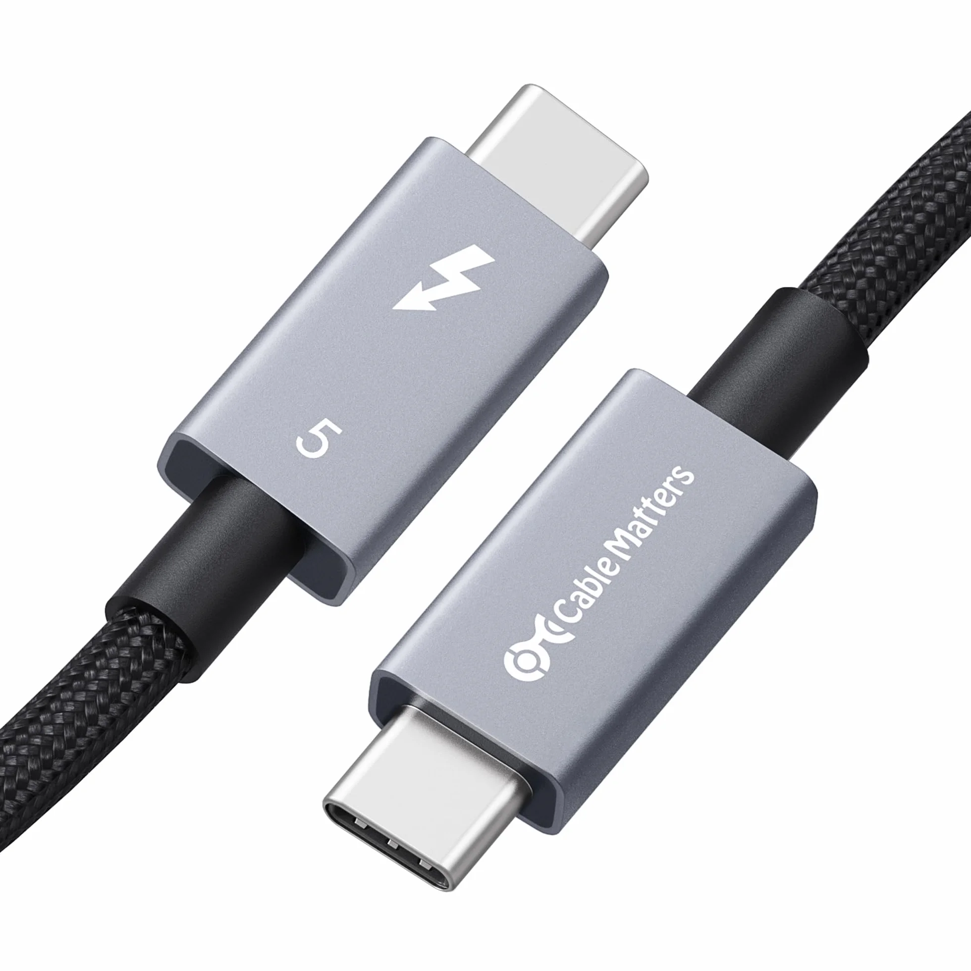 Cable Matters [Certificado por Intel] Cable Thunderbolt 5 trenzado de 80 Gbps con aumento de ancho de banda de hasta 120Gbps y carga de 240W - 1 m, compatible con Thunderbolt 4/3, USB4 y USB-C