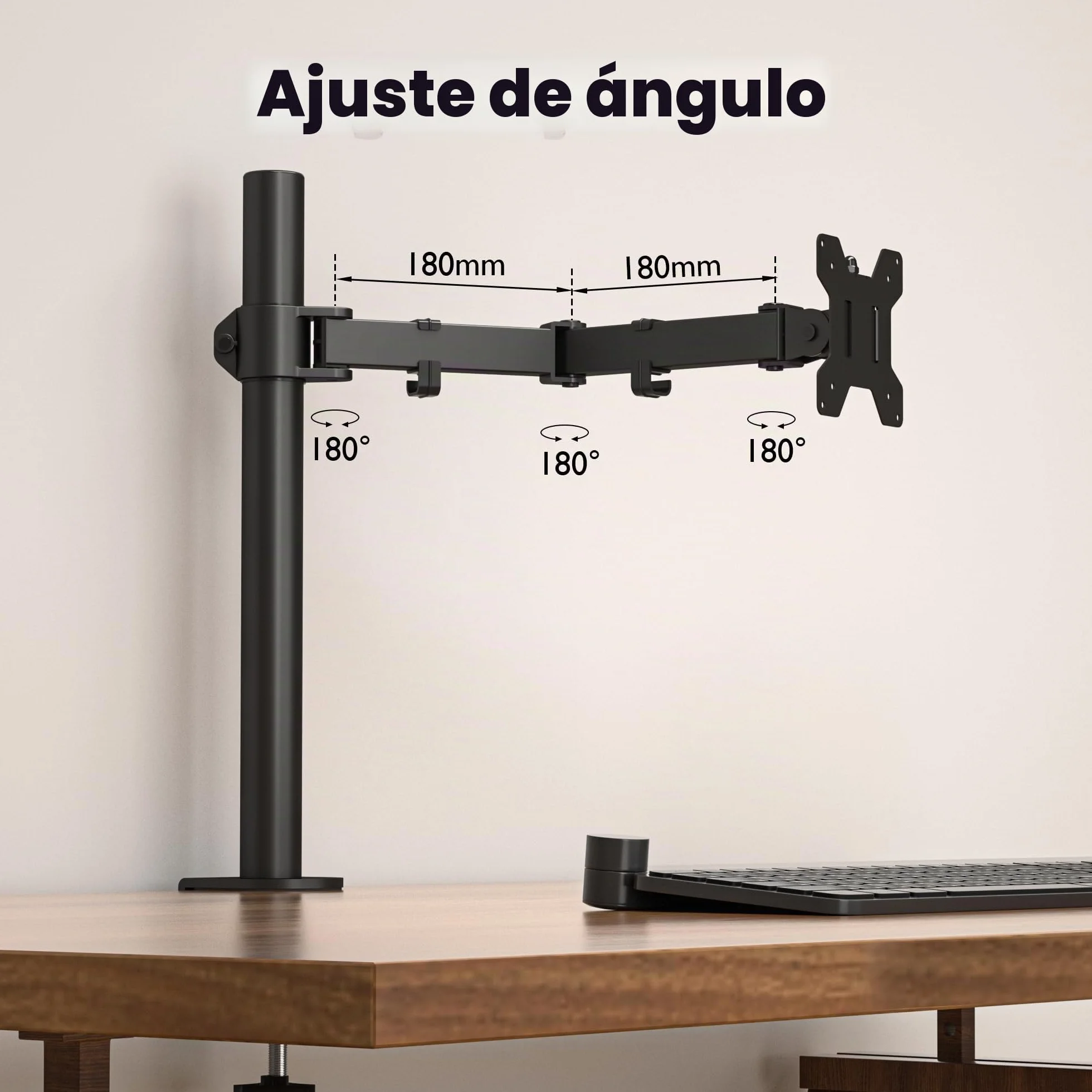 BONTEC Soporte Monitor para Pantallas LCD LED de 13-32 Pulgadas, Brazo Monitor de Escritorio para Pantallas de Monitor hasta10 kg, Altura Ajustable, 2 Opciones de Montaje, VESA 75x75/100x100mm