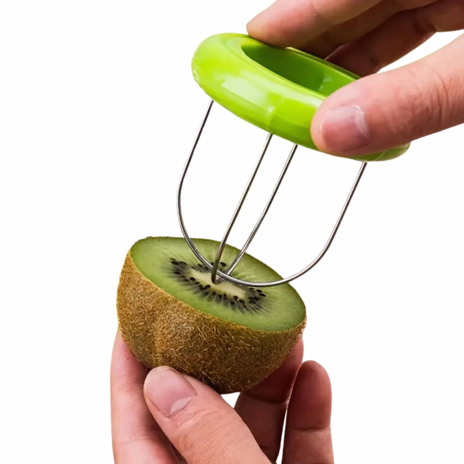 CHEFZOCO Pelador Kiwi, Cortador Kiwi, Utensilio para kiwi, Herramienta de cocina, Herramienta para Kiwi, Cortador de fruta, cortador de frutas, Acero inoxidable y plástico libre de BPA