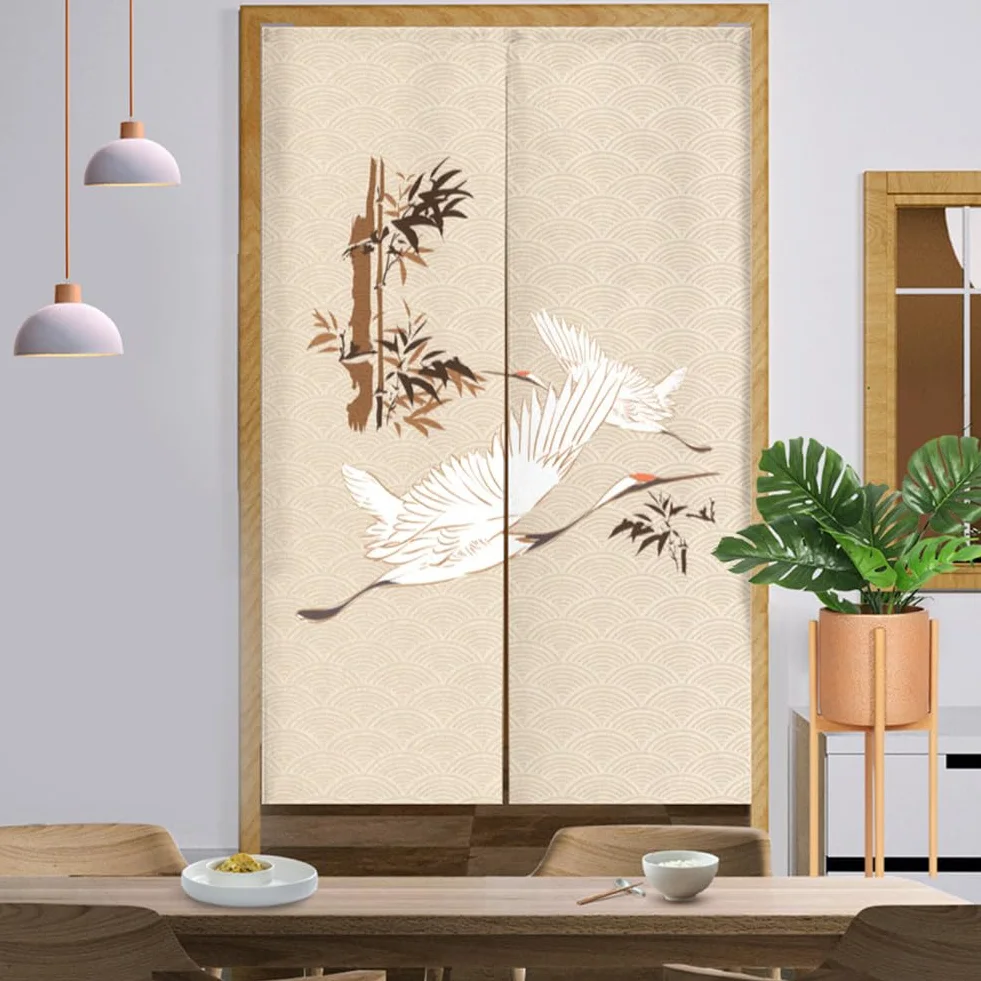Surwin Cortina de Puerta Japonesa Noren 85x150cm (grulla Noble)