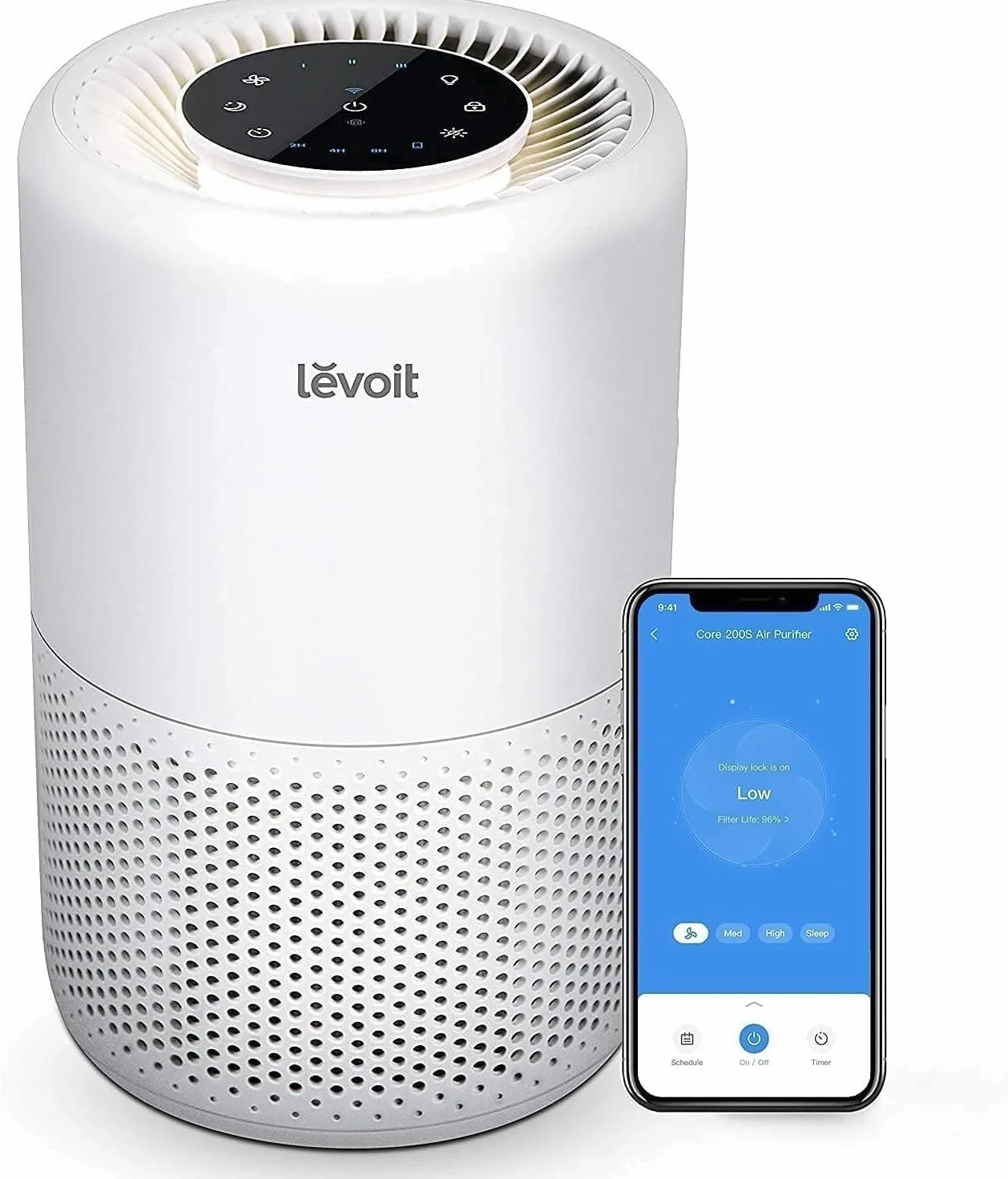 LEVOIT Purificador de Aire Inteligente, Filtro HEPA, Control por Alexa, Silencio Modo Sueño inferior a 24dB, Elimina 99,97% de Alergia Polen Olor y Caspa de Mascota,Blanco
