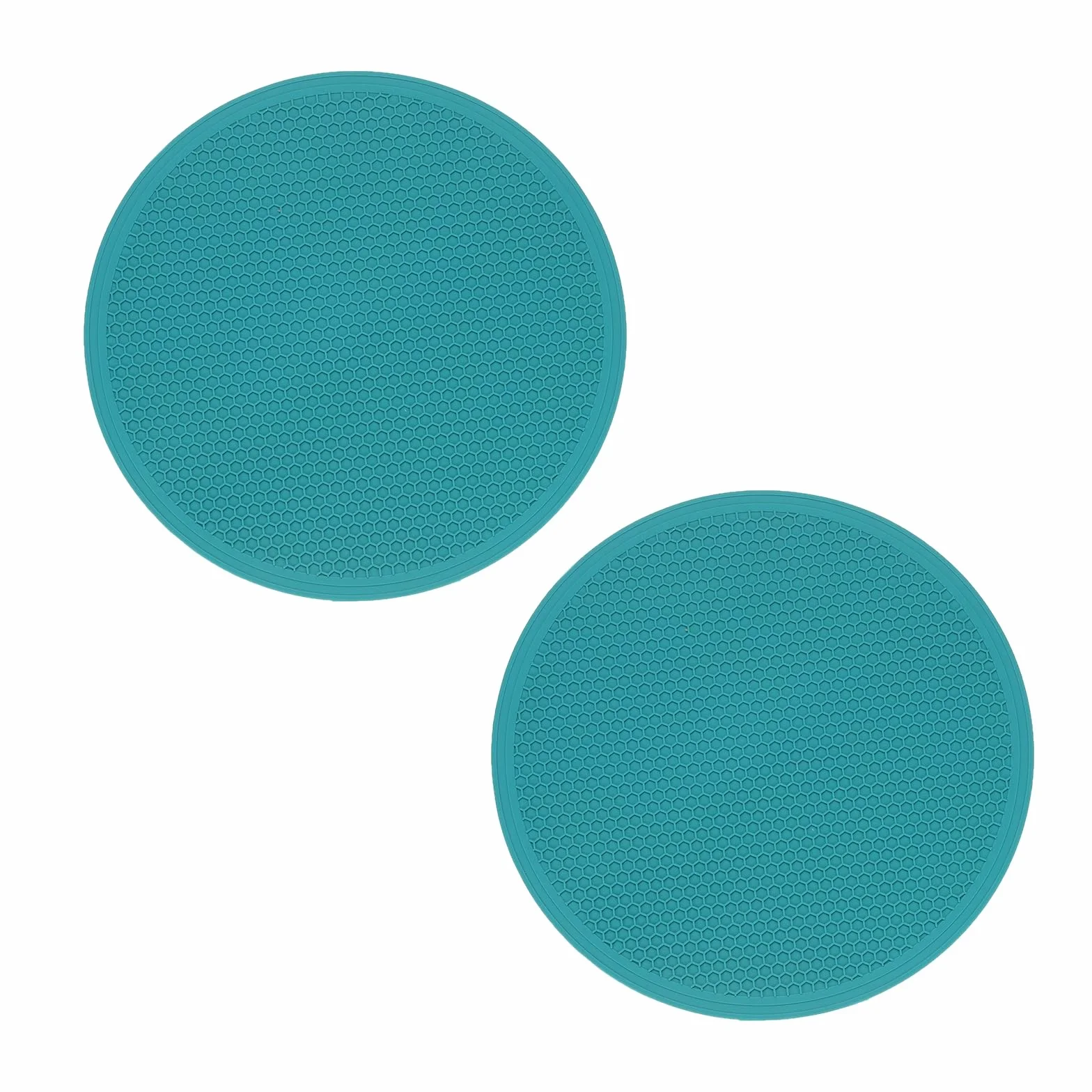 QUARKZMAN 2 Piezas De Salvamanteles De Silicona De 25 Cm De Diámetro Redondos Y Antideslizantes para Ollas Y Sartenes Calientes, Protectores De Calor De Cocina, Color Cian