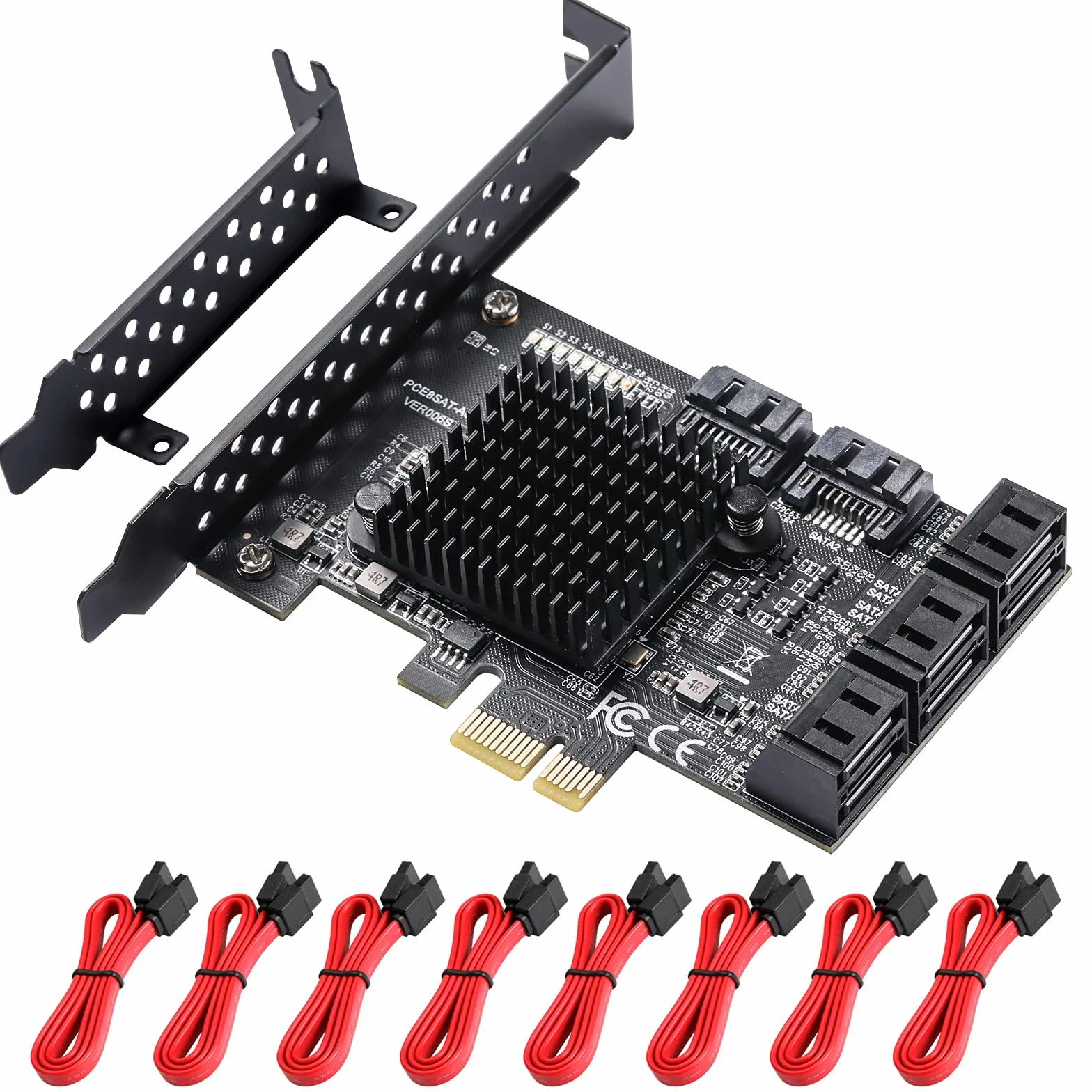 Tarjeta PCIe SATA de 8 Puertos, Tarjeta de Expansión con Controlador SATA 3.0 6Gbps - Booteable como Disco Duro del Sistema | Card Expansión de Disco Duro PCI Express 1x